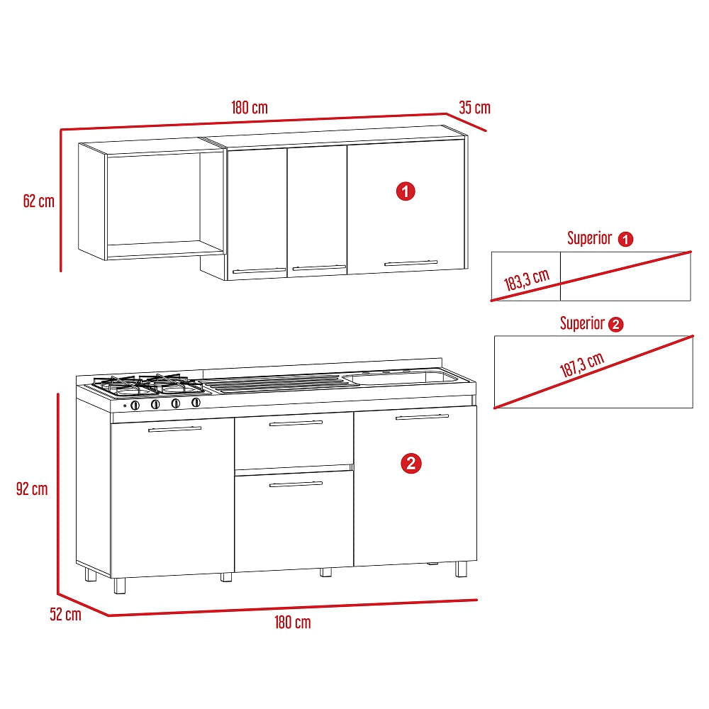 Cocina 180 Atalanta Rta Duna + Blanco N/A