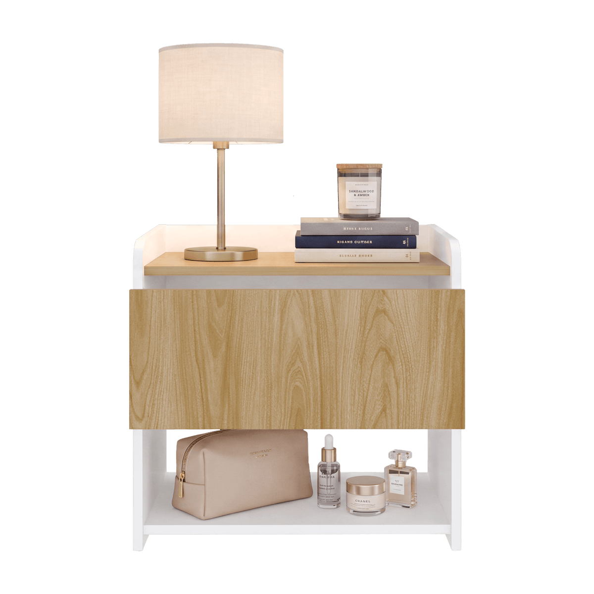 Mesa De Noche Fidelis 50X52X35 Rta Blanco Fresno Zf