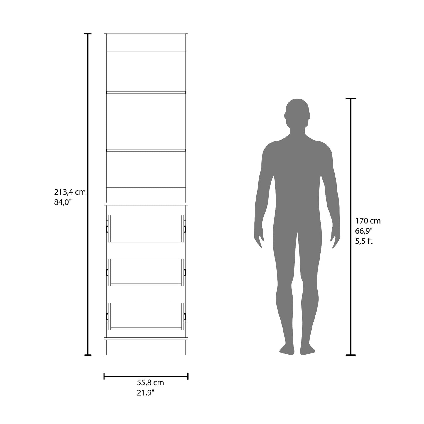 Closet Eco 3 Cajones 213X55X48 Kronos Blanco  Zf