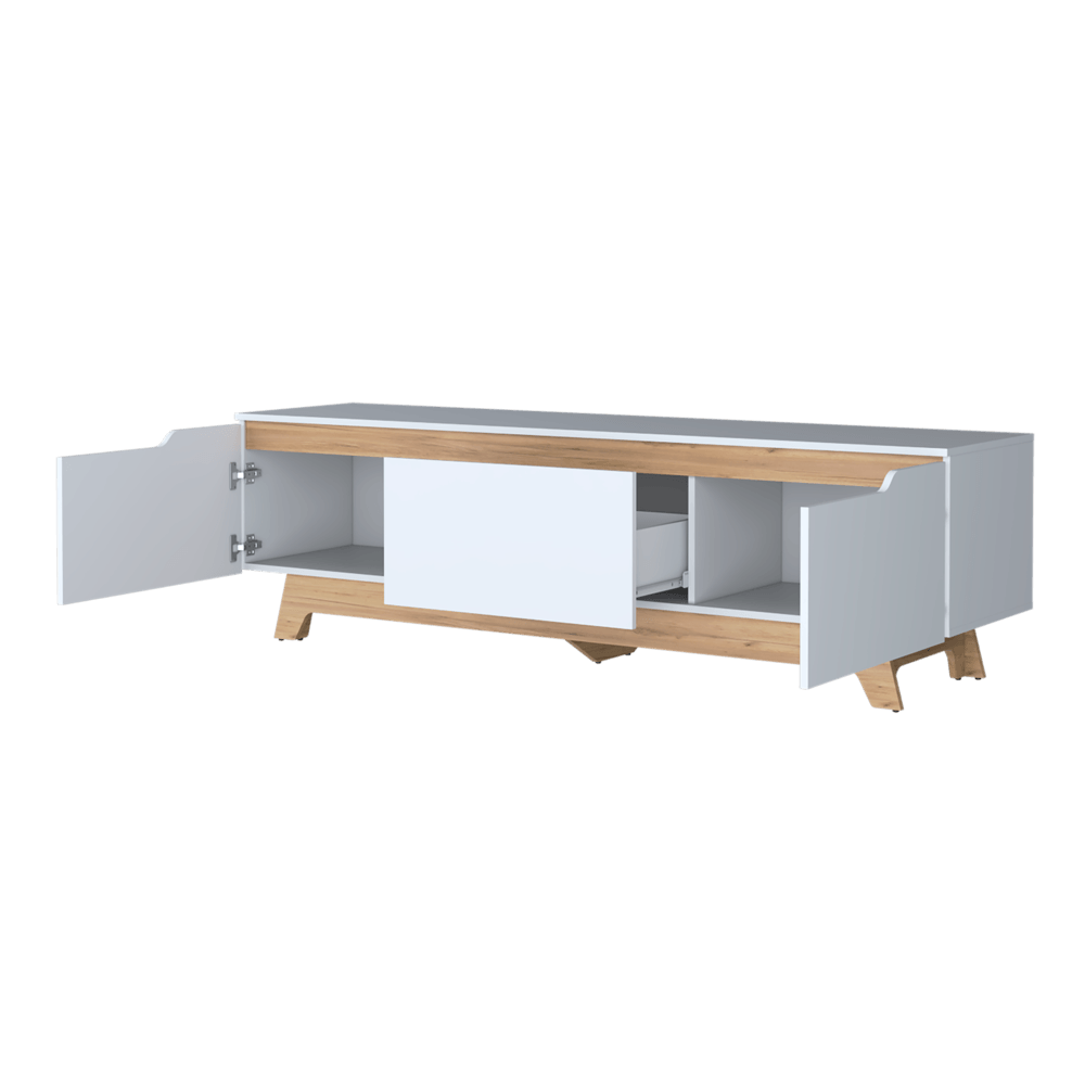 Centro De Entretenimiento Woodall Tv 80'' 53X180X45 Rta Blanco Fresno Zf