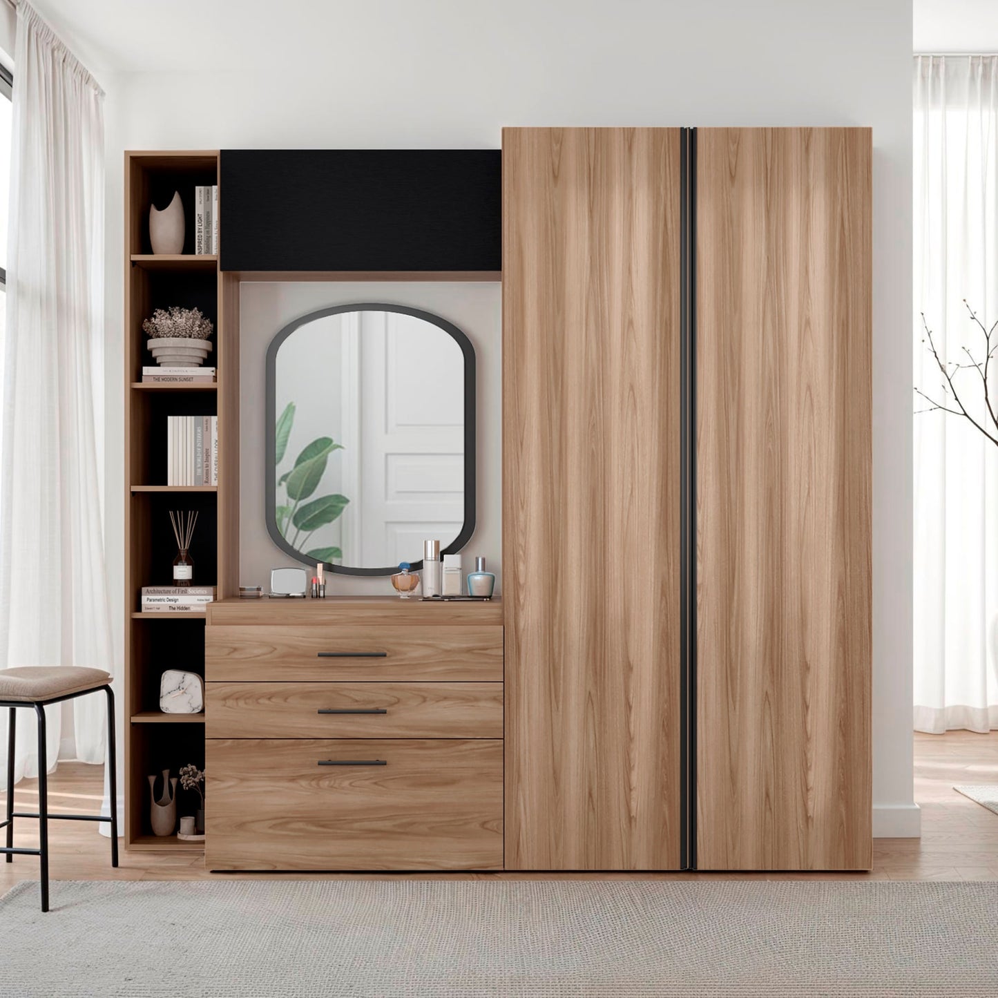 Closet Biblioteca Brunson 200X207X48 Rta Fresno Wengue