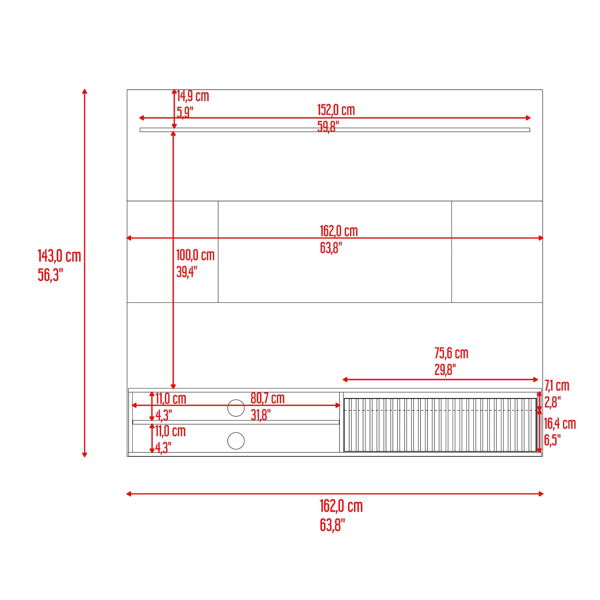 Panel De Tv Bowie 143X162X39 Rta Plomo
