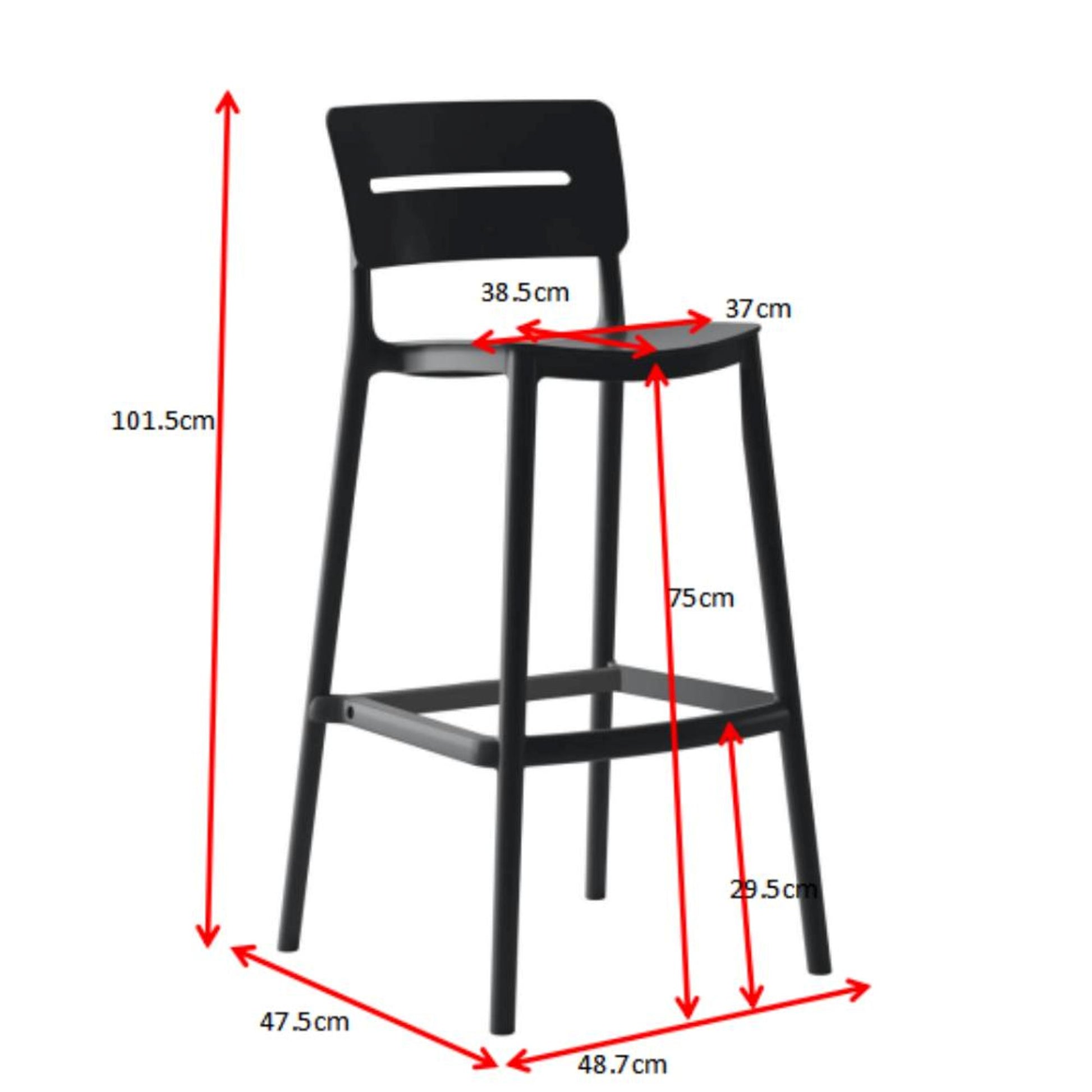 Silla Bar Manila 101X37X51 Rta Negro