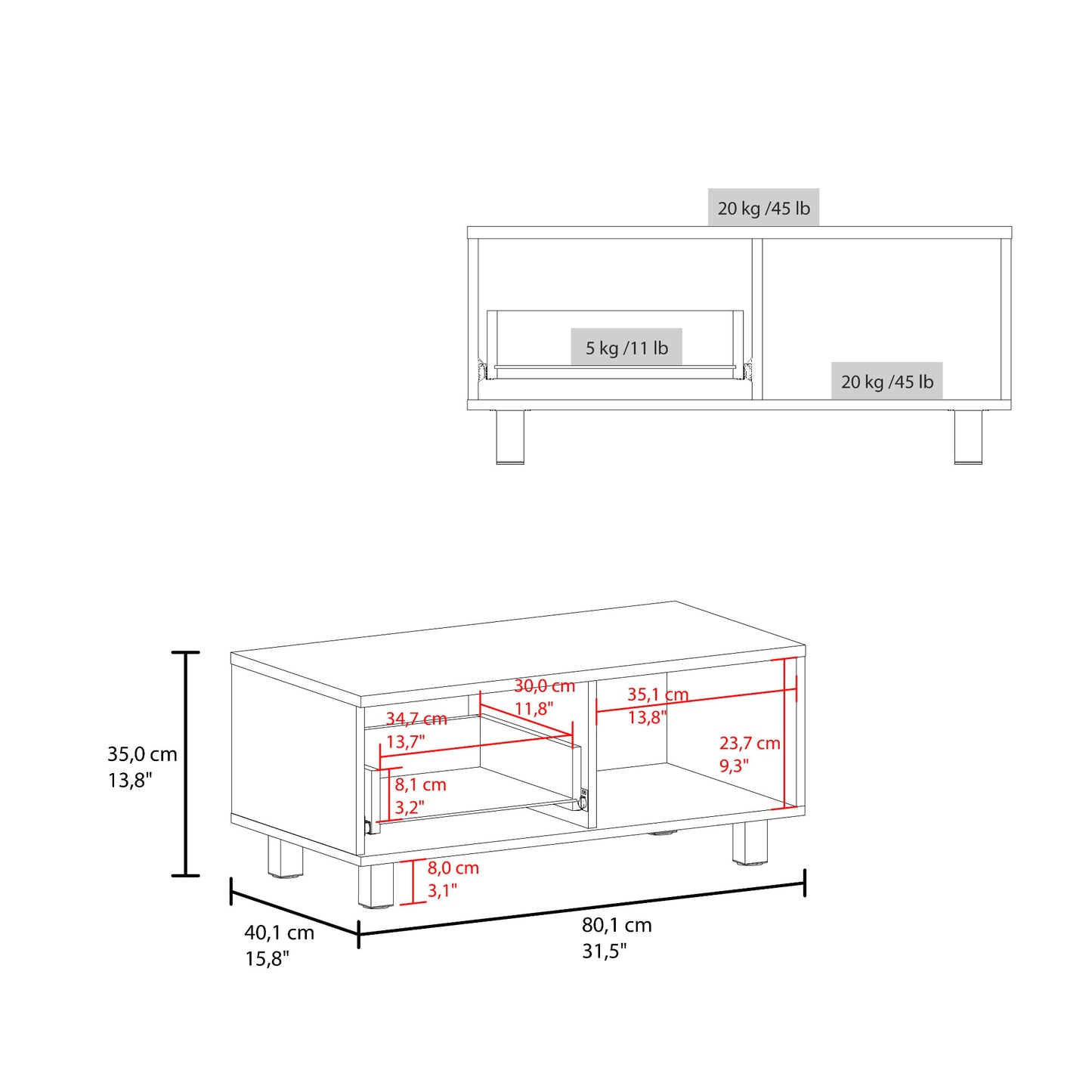 Mesa De Centro Torence 35X80X40 Rta Avellana Zf