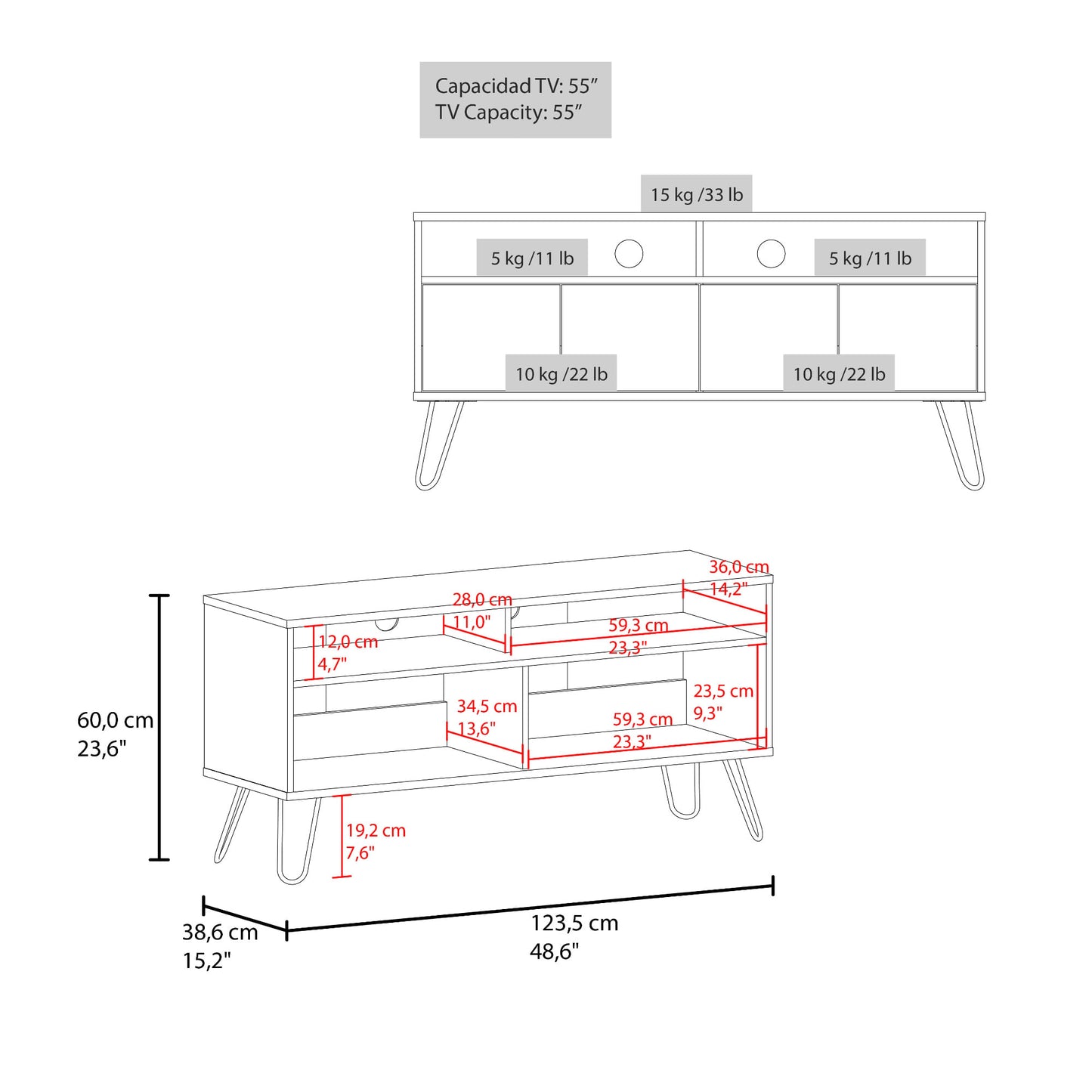 Rack Para Tv Vassel 60X123X38 Rta Cartagena Wengue