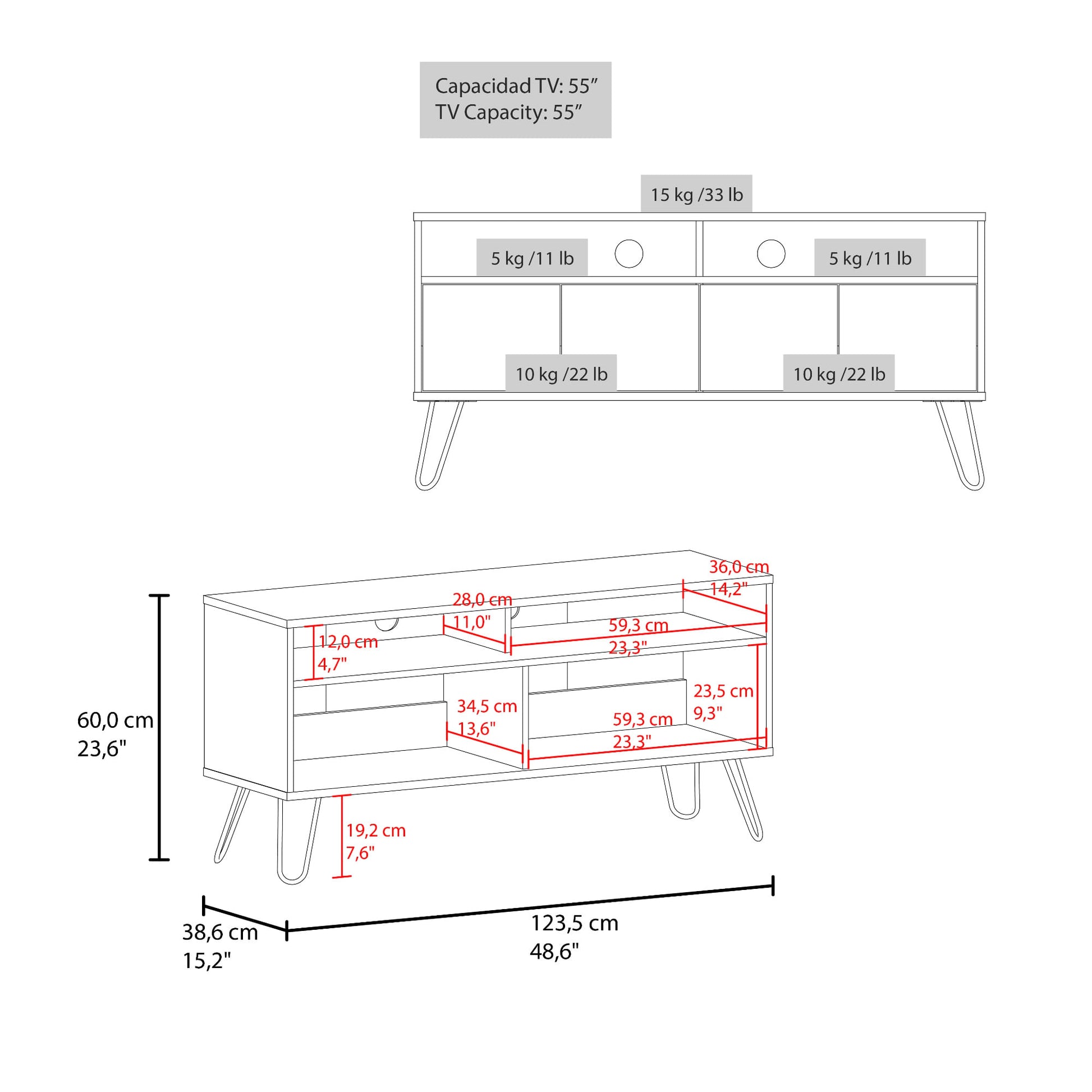 Rack Para Tv Vassel 60X123X38 Rta Cartagena Wengue