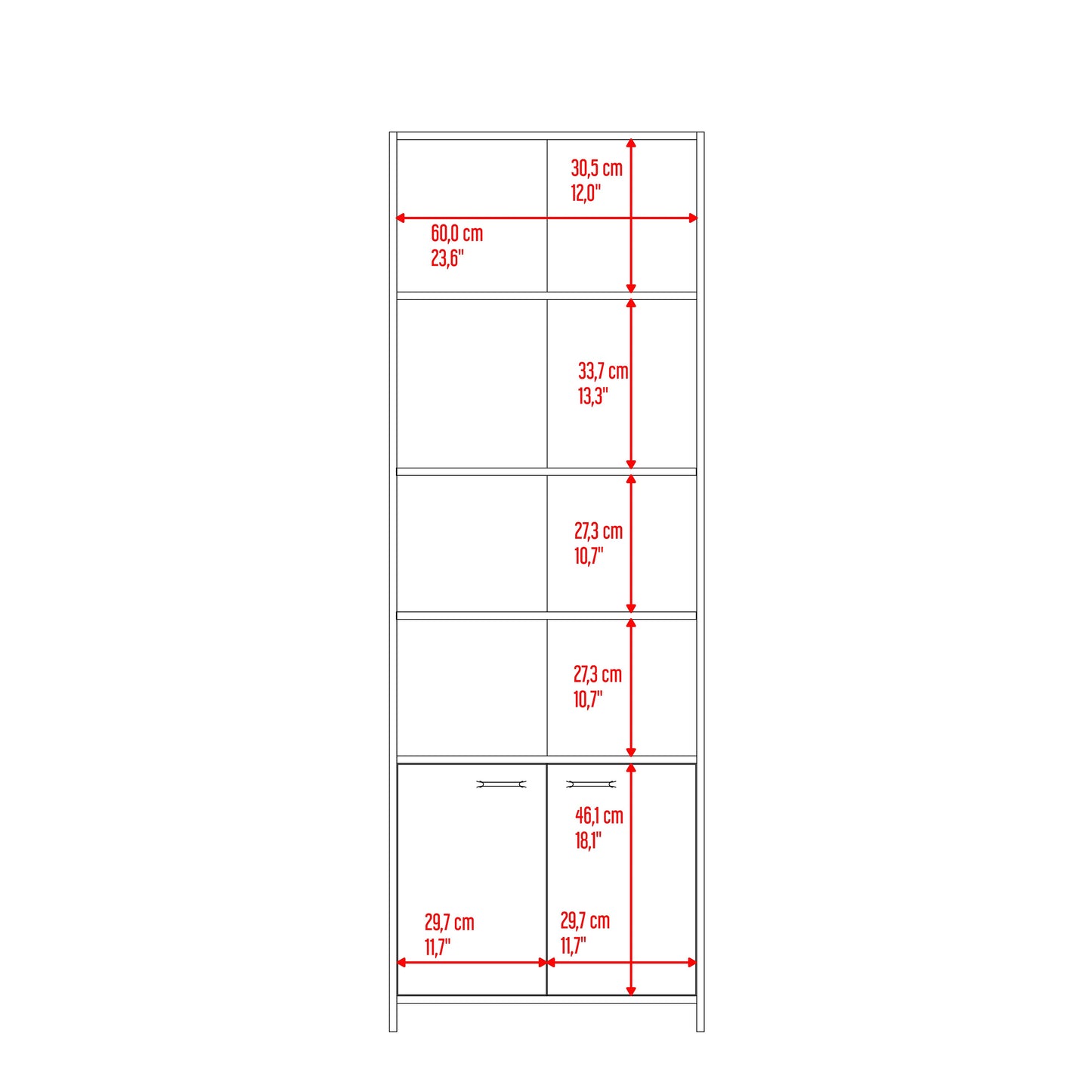 Biblioteca Lisa 180 Con Puertas 180 X63X26 Rta Fresno Wengue