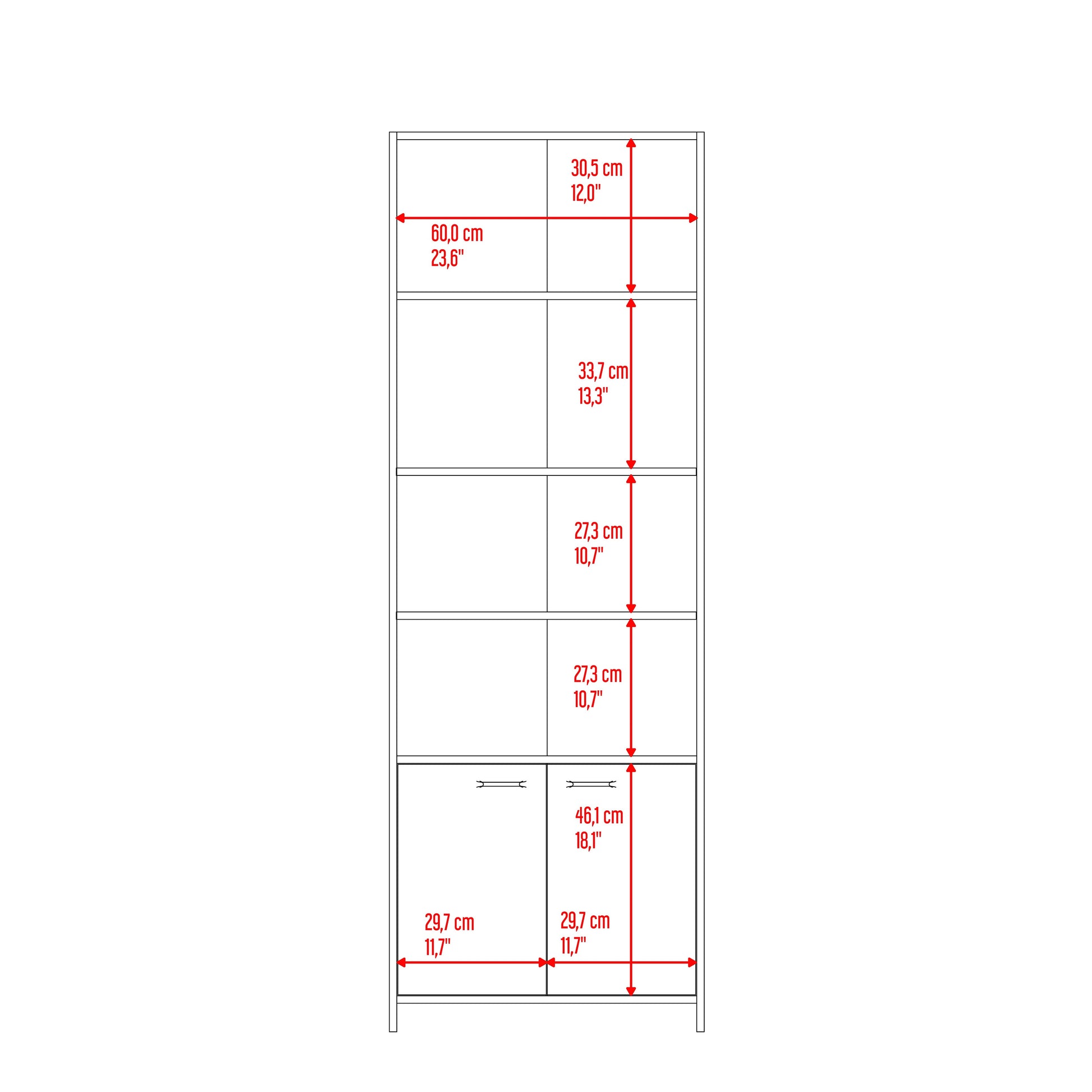 Biblioteca Lisa 180 Con Puertas 180 X63X26 Rta Fresno Wengue