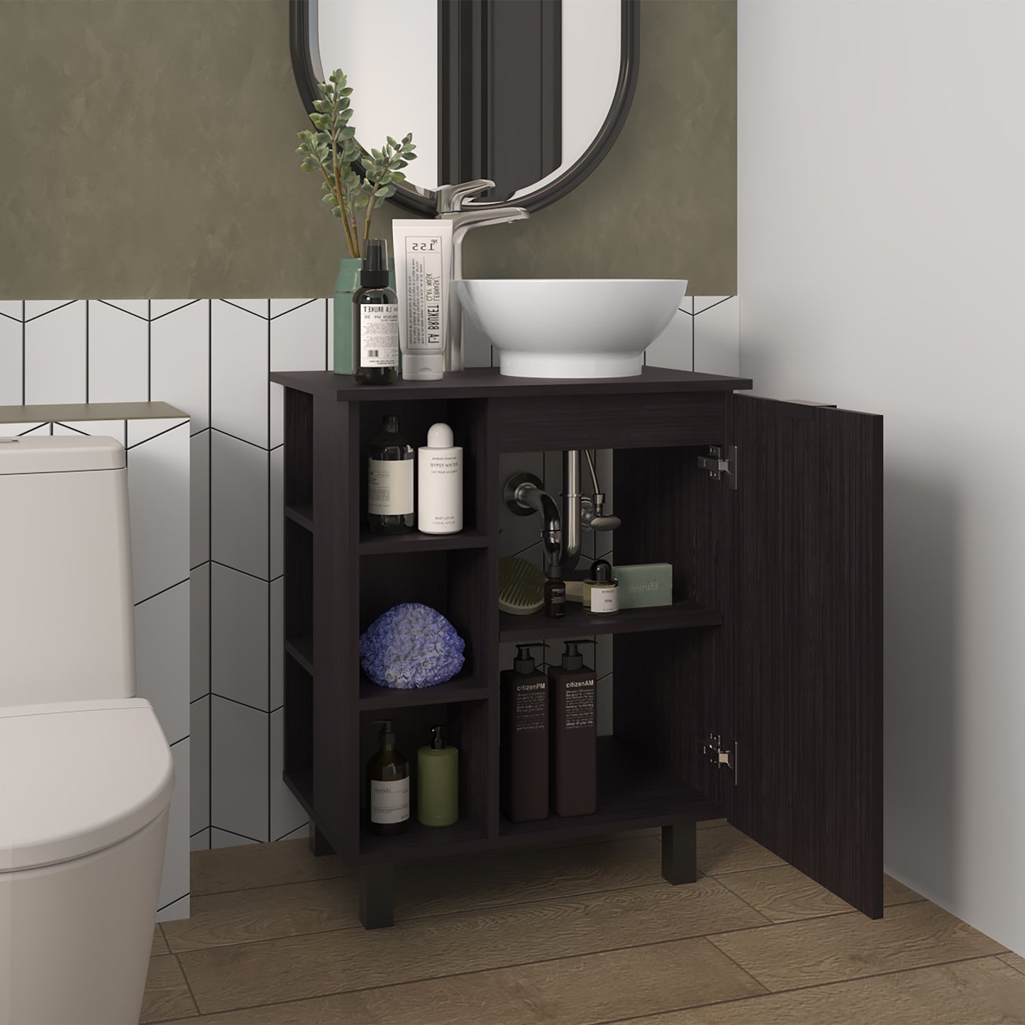 Mueble De Baño Alegra 88X62X42 Rta Wengue Zf