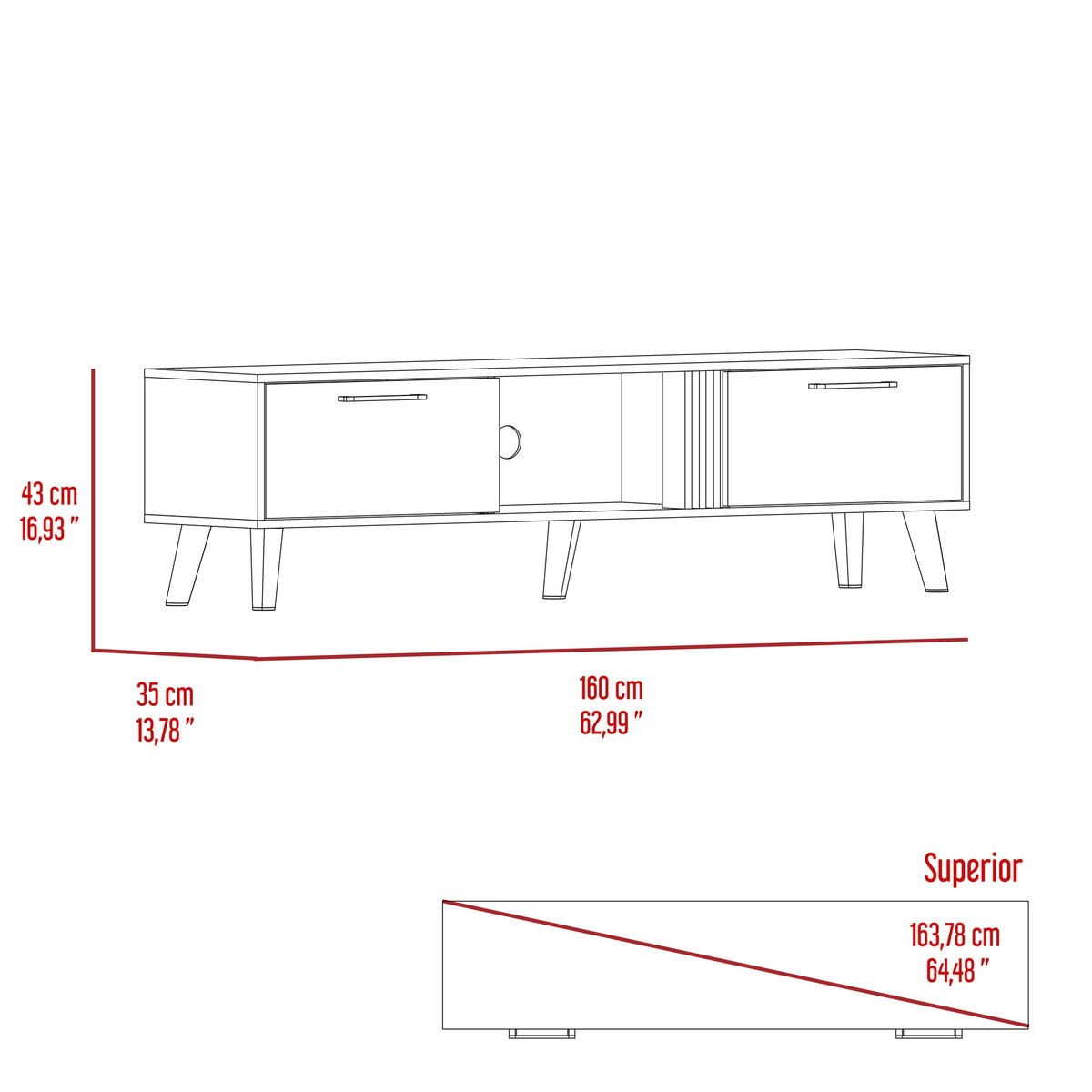 Mesa De Tv Vance 43X160X35 Rta Fresno Capri