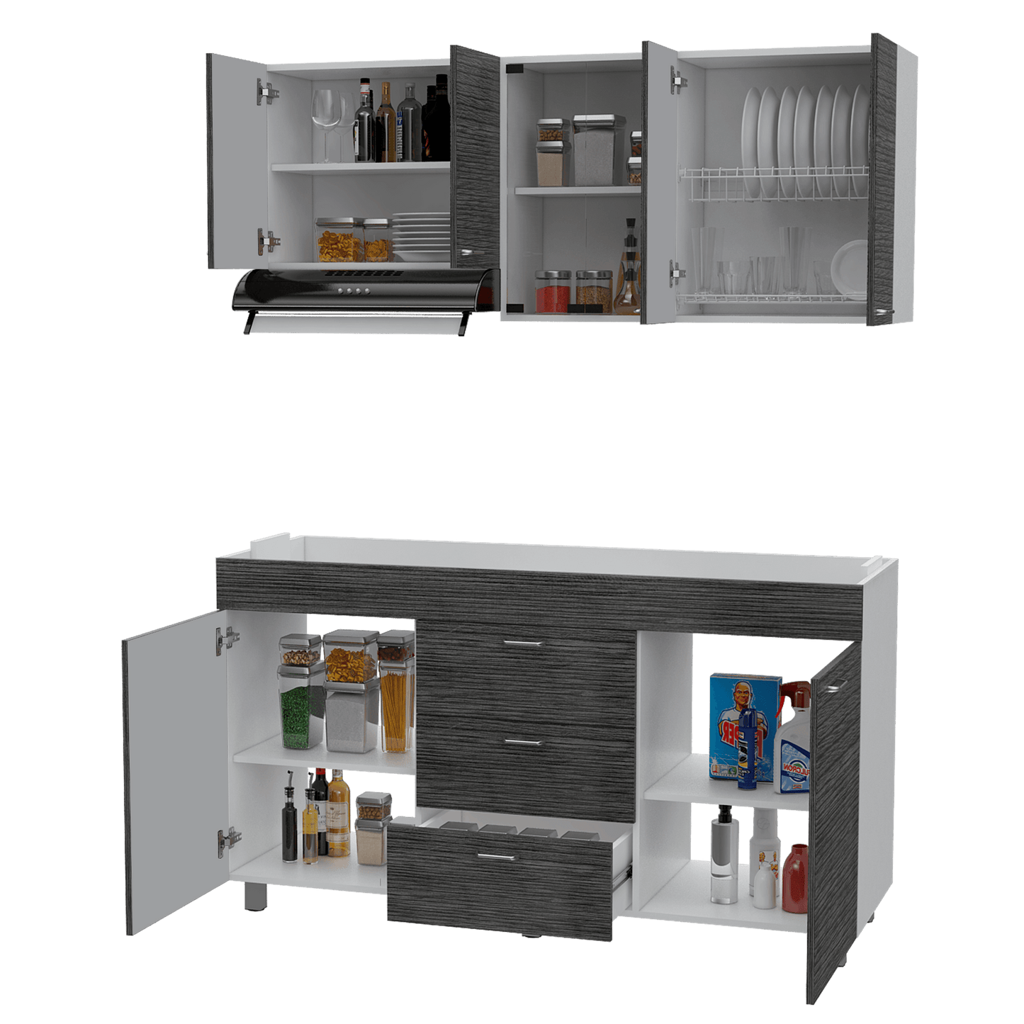 Cocina 150 Lumina Der 60X150X31 Rta Blanco Roble Gris