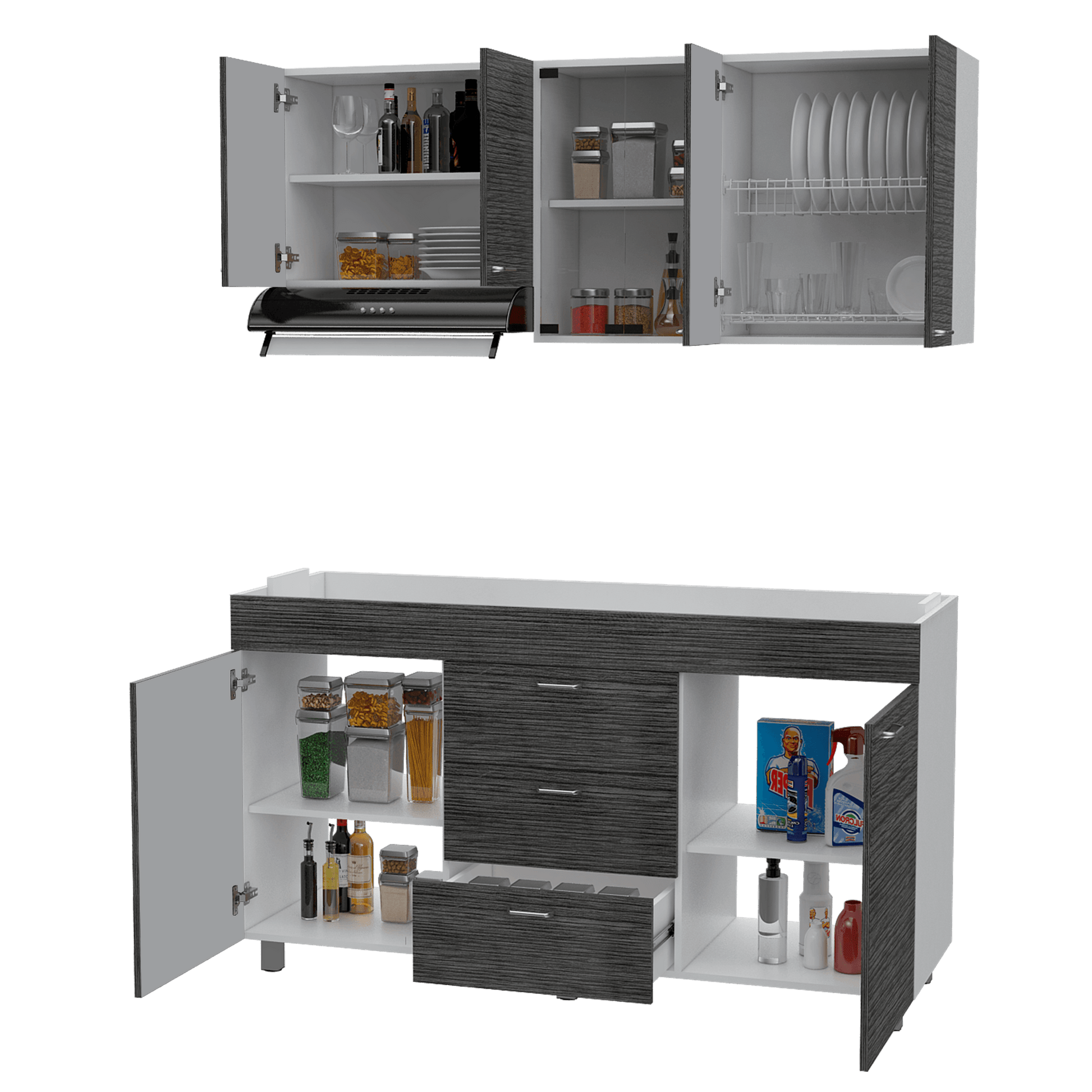 Cocina 150 Lumina Der 60X150X31 Rta Blanco Roble Gris