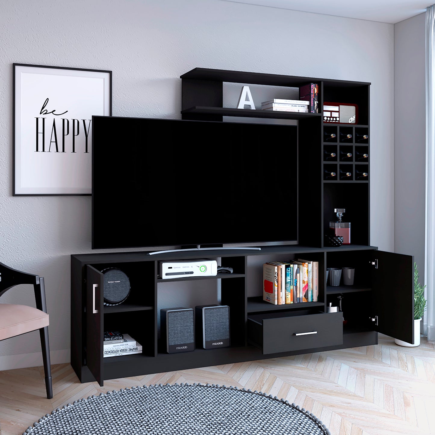 Centro De Entretenimiento 200 X 180 Kava Beijing Tv 60'' Rta Wengue