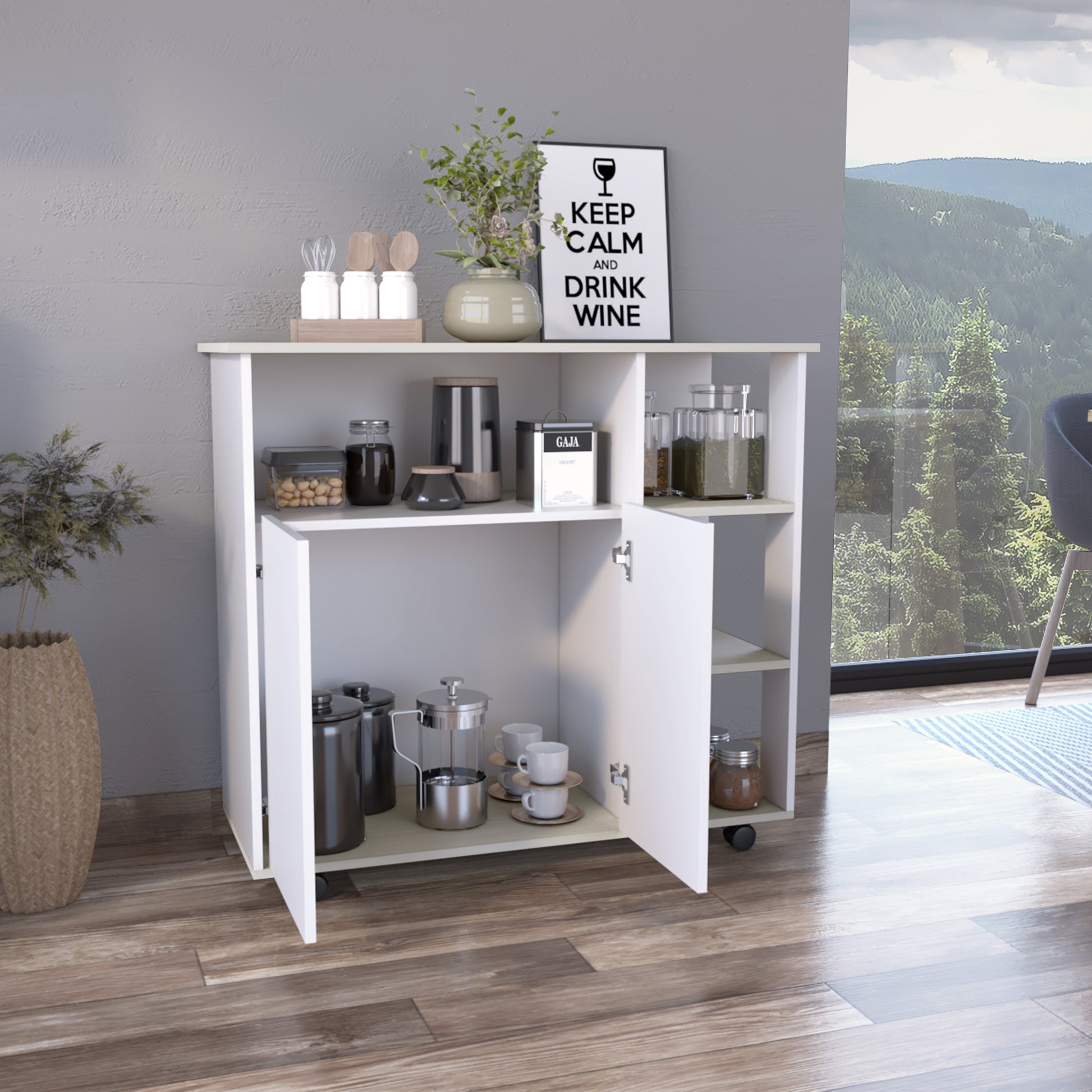 Meson De Cocina Paprika 90X100X40 Rta Blanco Niebla Zf