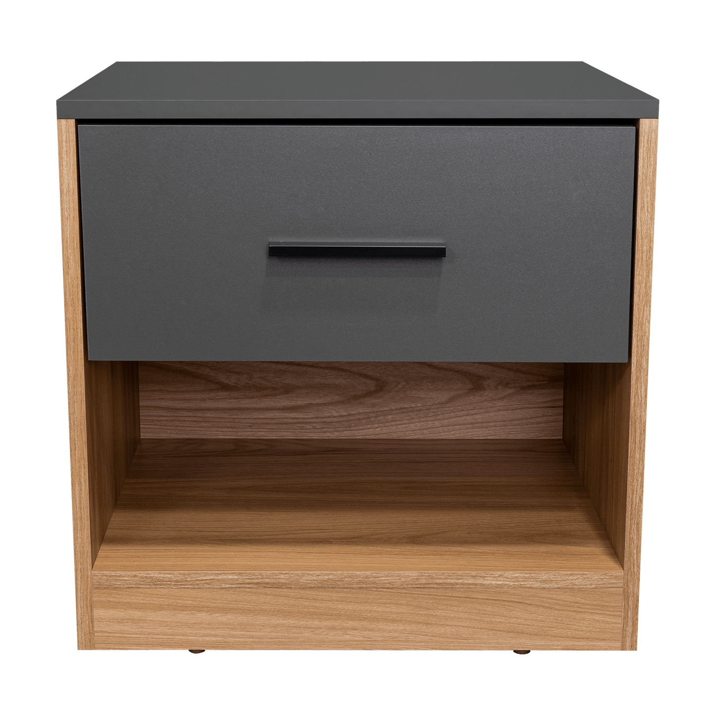 Mesa De Noche Alder 50X50X40 1C Rta Plomo Fresno