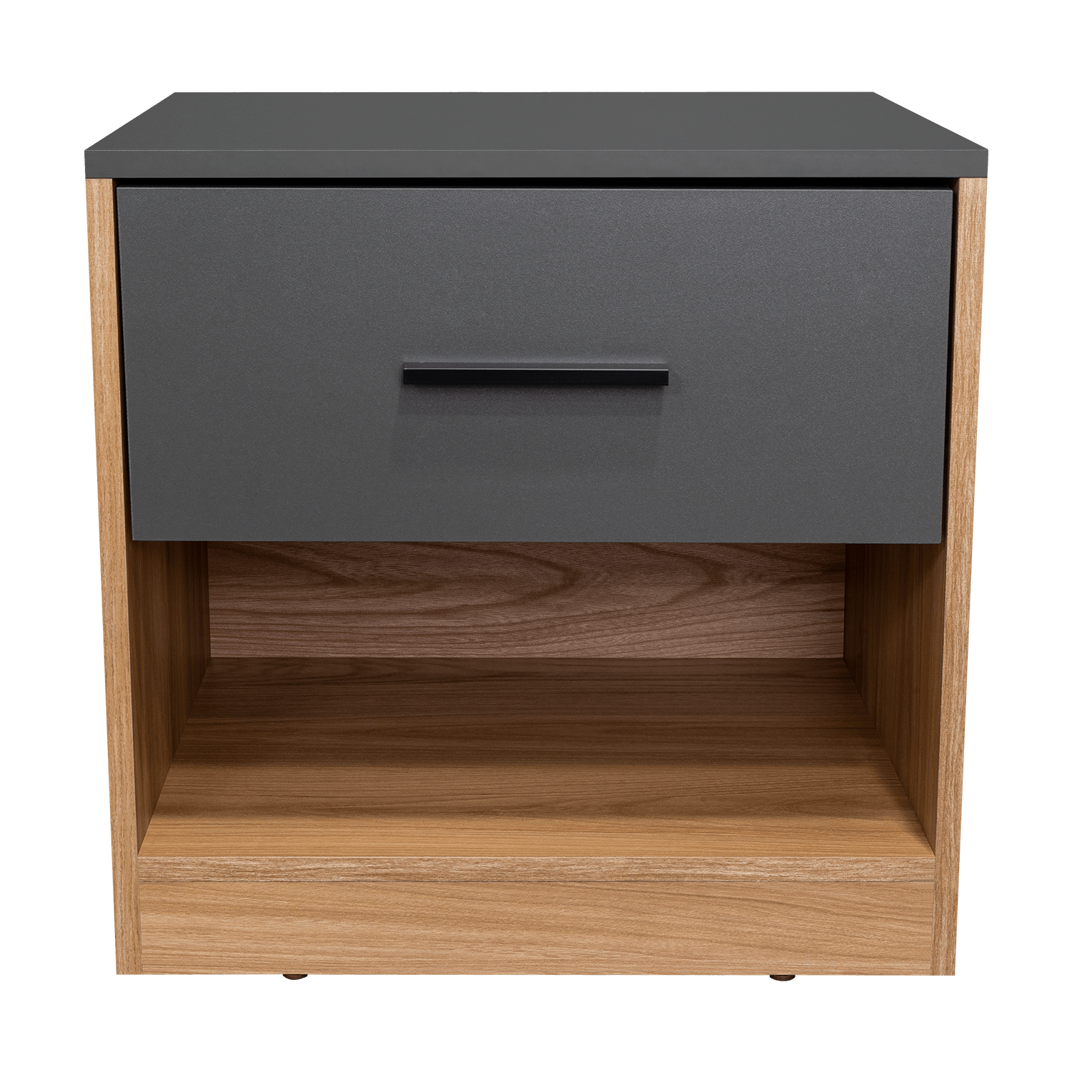 Mesa De Noche Alder 50X50X40 1C Rta Plomo Fresno