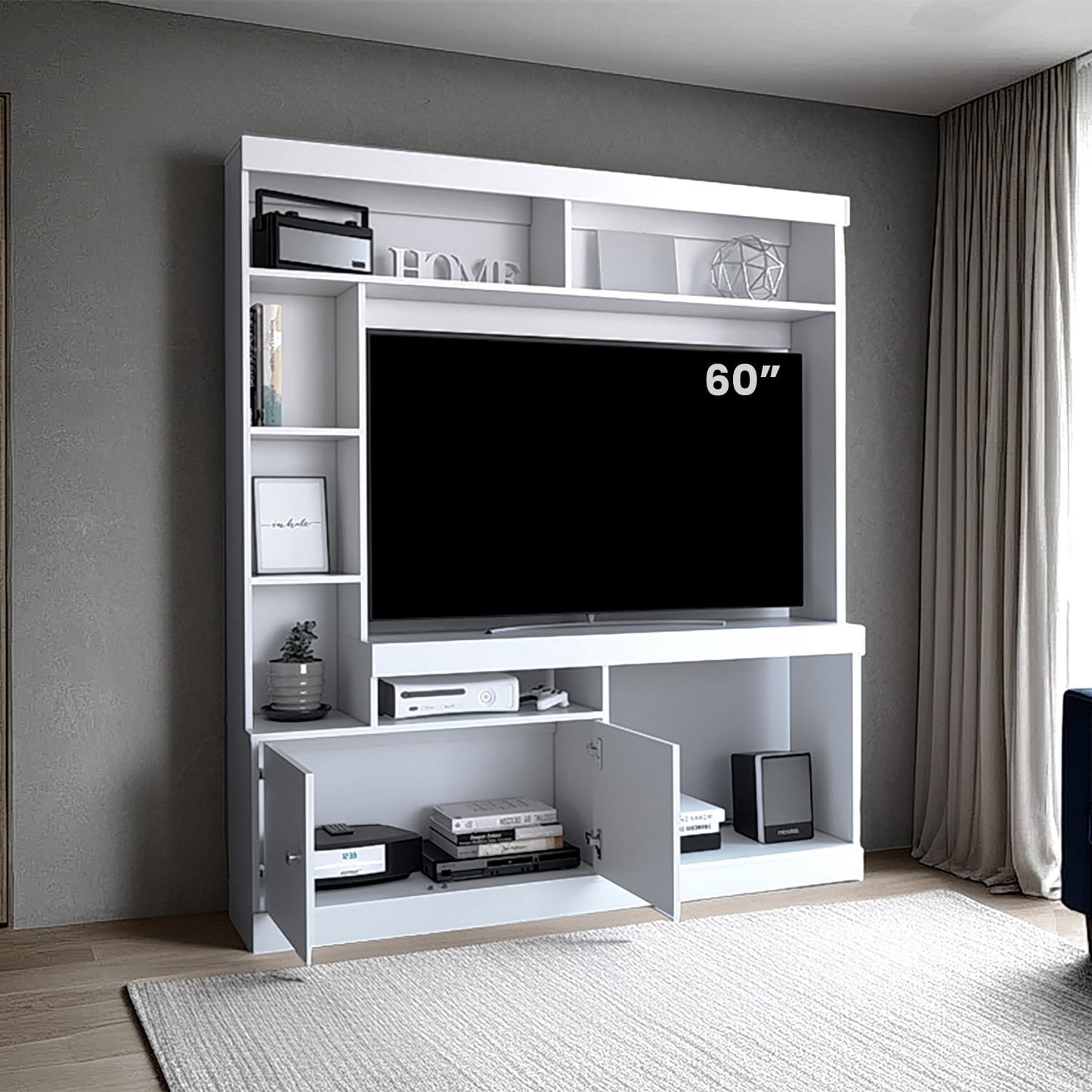 Centro De Entretenimiento Dante Tv 55'' 180X180X30 Rta Blanco