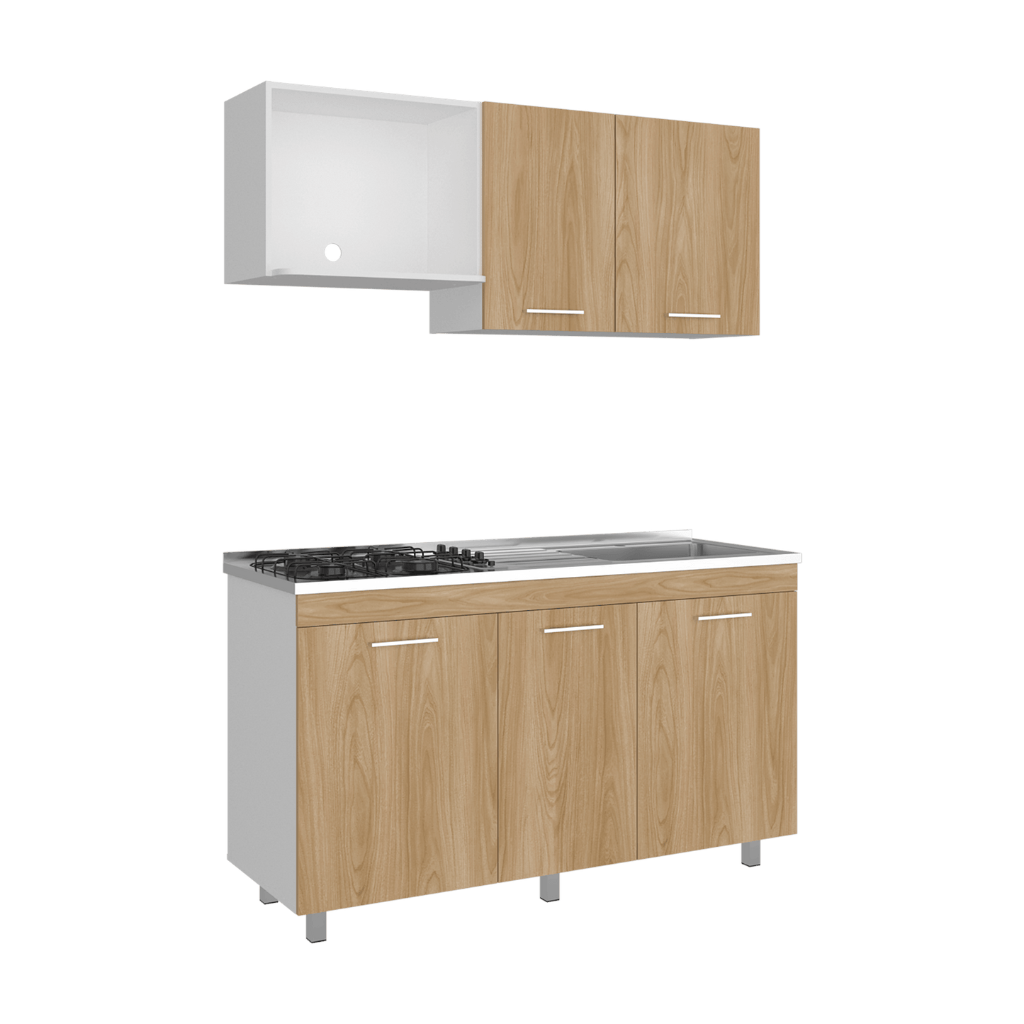 Cocina Miro 150 Derecho 60X150X40 Rta Blanco Fresno