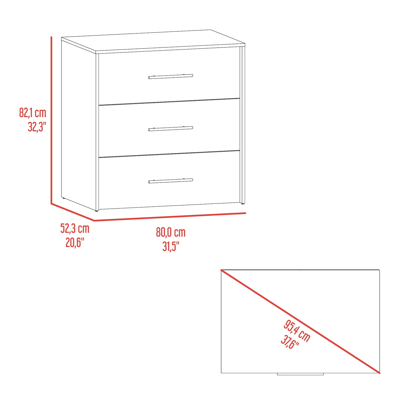 Cajonera Bigaf 82,1X80X52,3 Rta Milan/Wengue