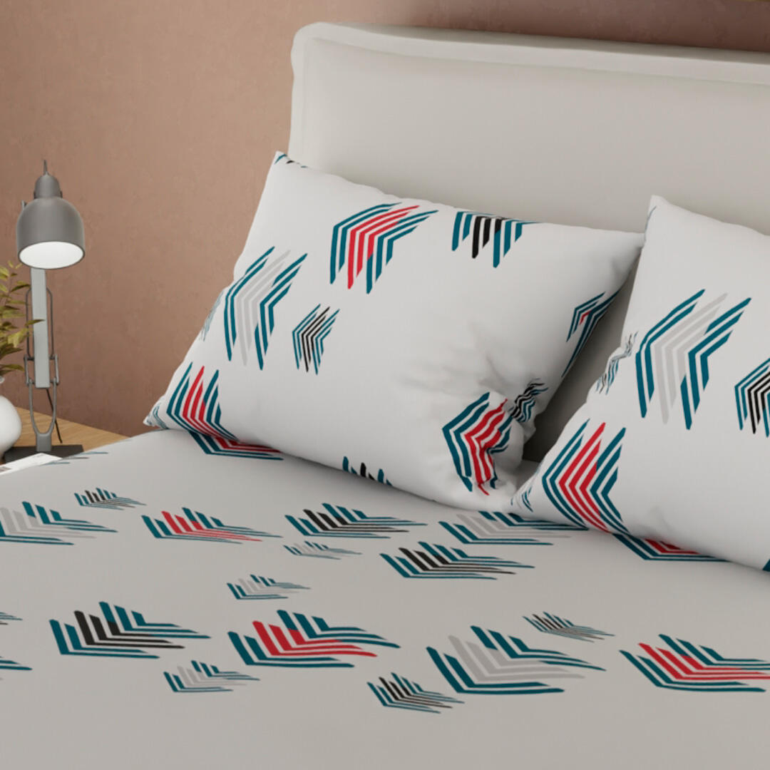 Juego De Sábanas Con Cortinas Blanco Flechas Ultra Suave