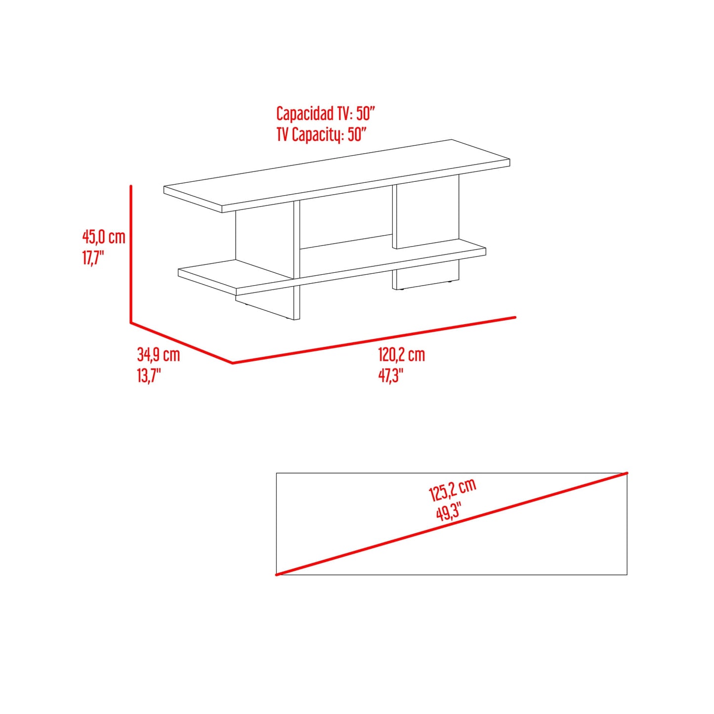 Mesa Para Tv Leeds 45X120X34 Rta Nogal Europeo