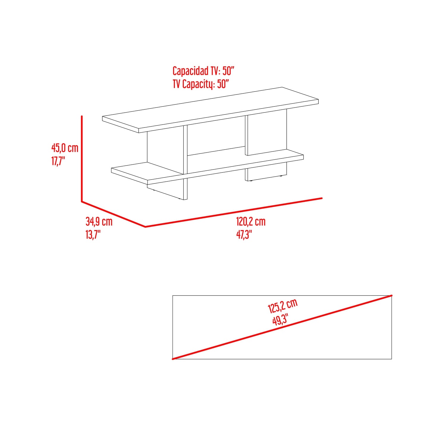 Mesa Para Tv Leeds 45X120X34 Rta Nogal Europeo