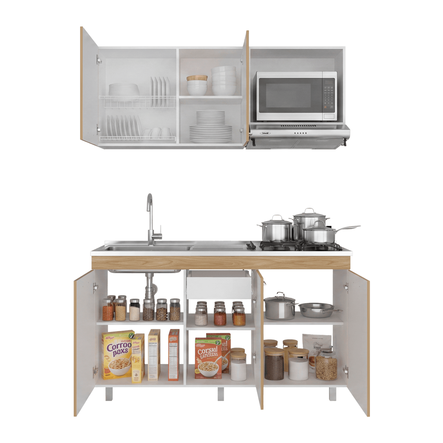 Cocina Miro 150 Izquierdo 60X150X40 Rta Blanco Fresno
