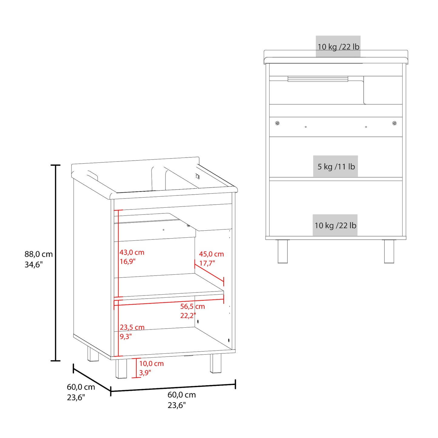Lavadero Haysi 88X60X45 Rta Blanco Zf