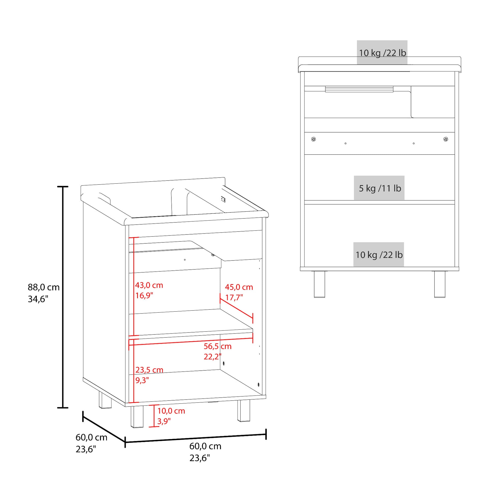 Lavadero Haysi 88X60X45 Rta Blanco Zf