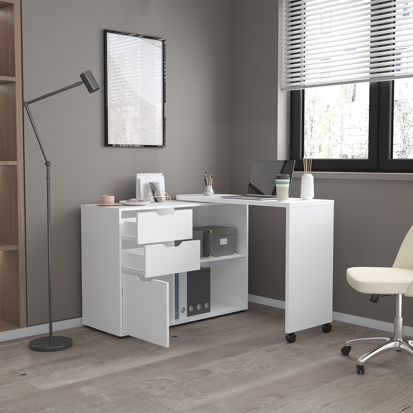 Escritorio Rotable Mova 80X112X41 Rta Blanco Mqz Zf