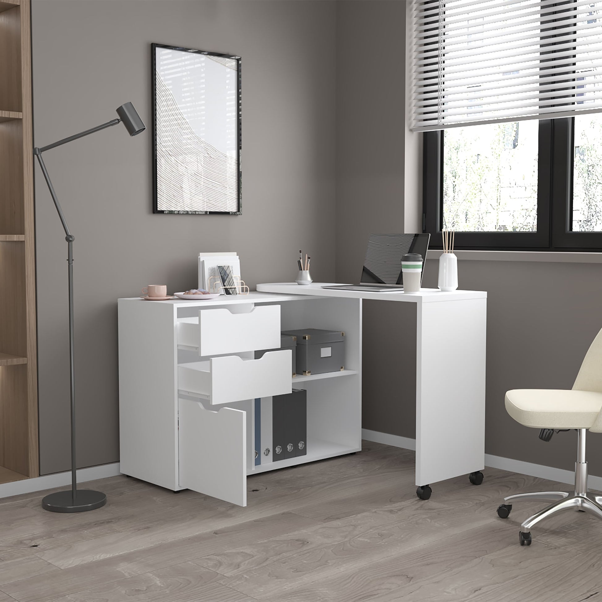 Escritorio Rotable Mova 80X112X41 Rta Blanco Mqz Zf