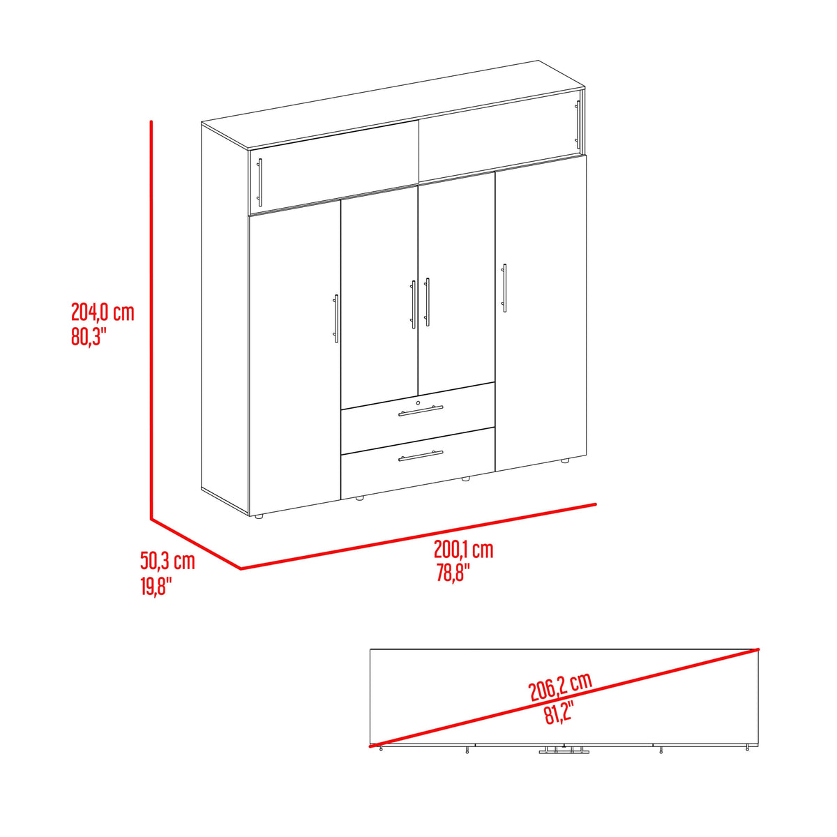 Armario Luque 200 X 204 X 50 Rta Blanco Duna N/A