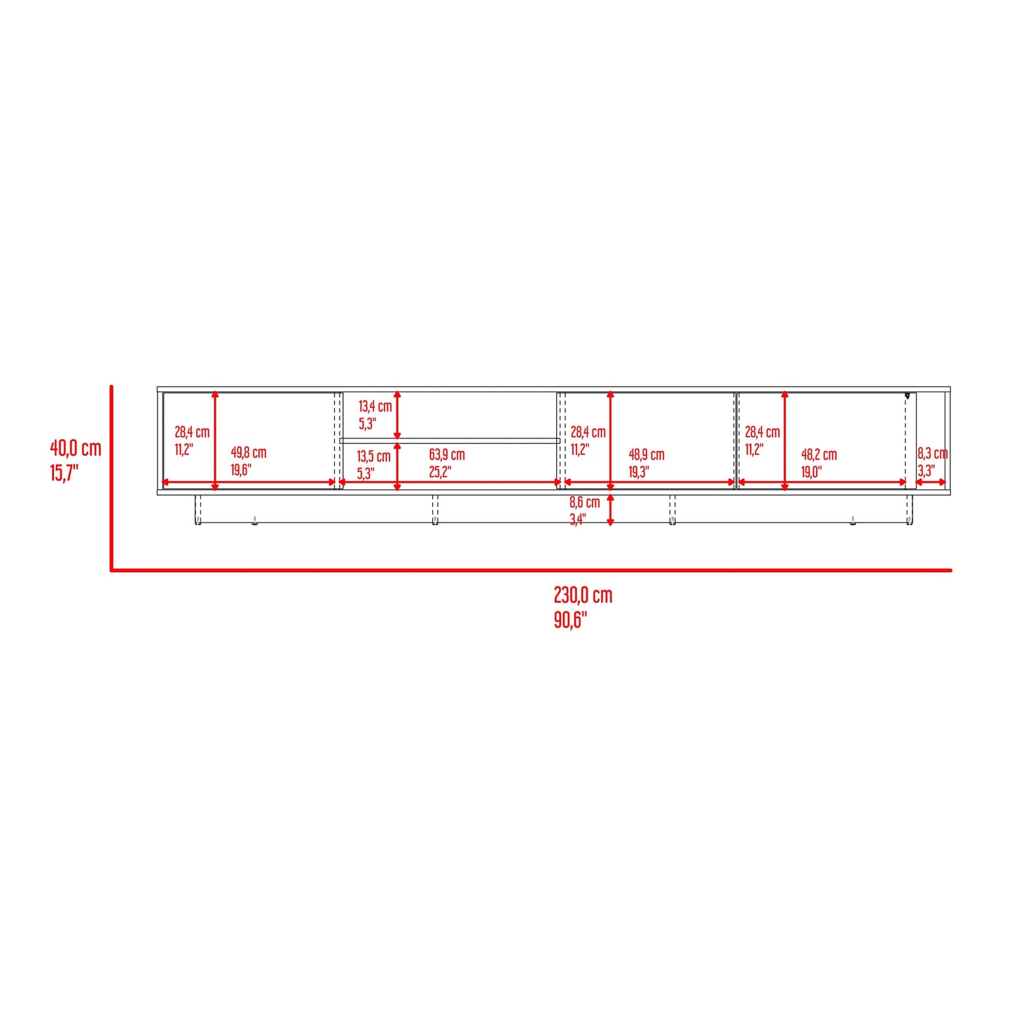 Rack Tv Maldivas 40X230X43 Rta Fresno Eu Capri Blanco