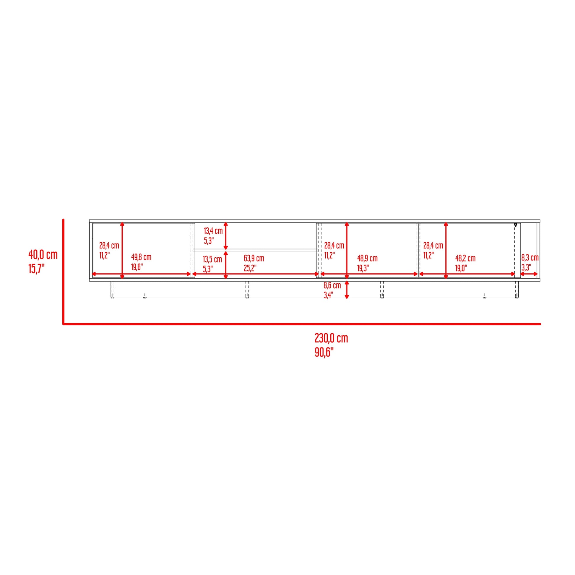 Rack Tv Maldivas 40X230X43 Rta Fresno Eu Capri Blanco