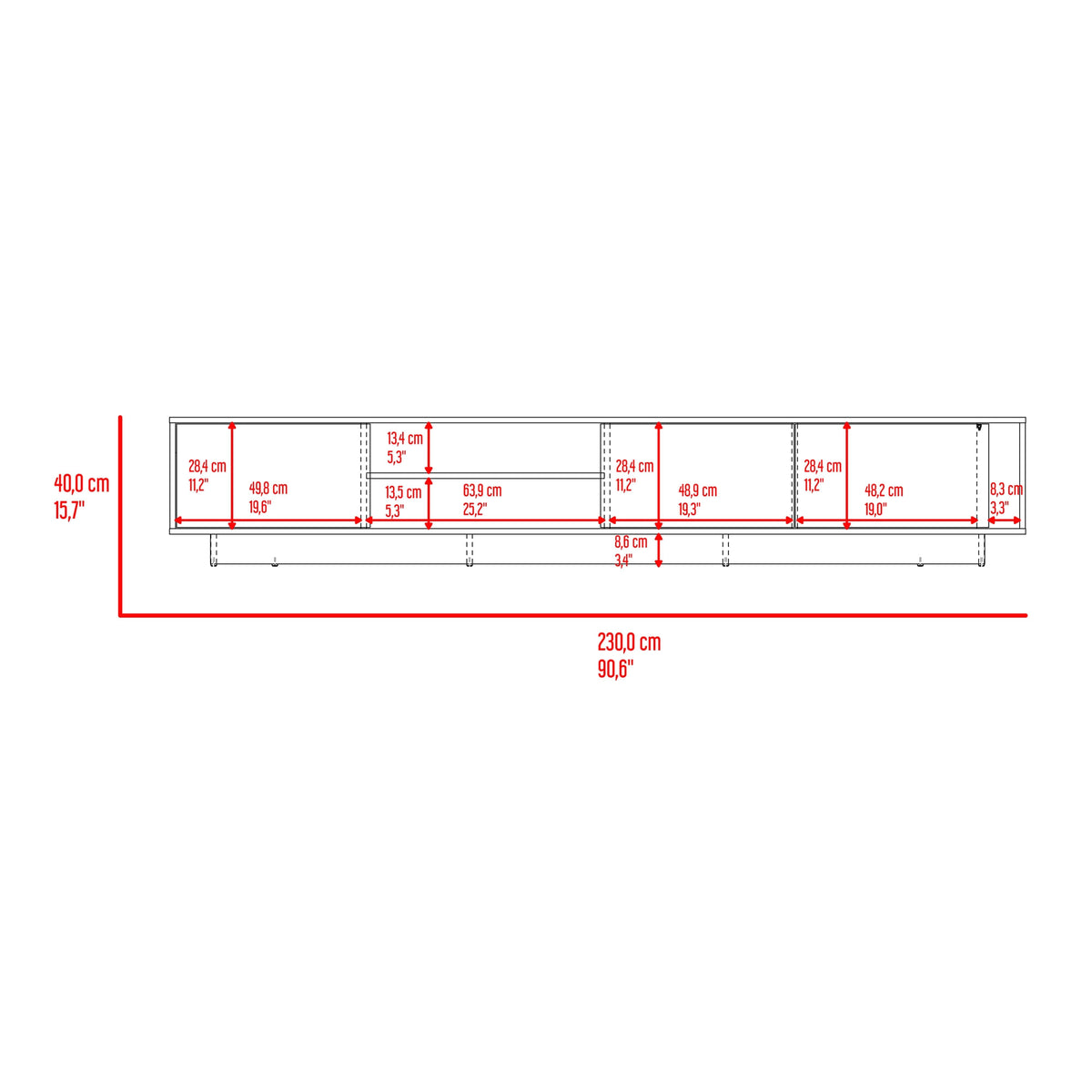 Rack Tv Maldivas 40X230X43 Rta Avellana Wengue