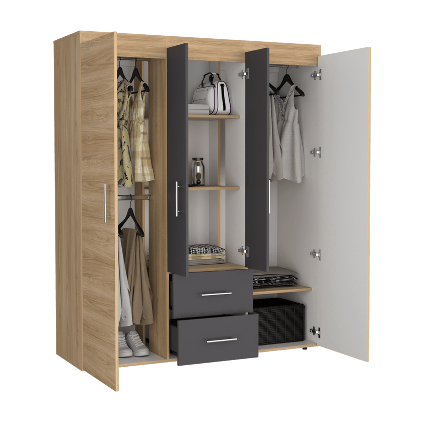 Closet Bariloche Eco 150 177X150X50 Rta Fresno/Blanco Plomo