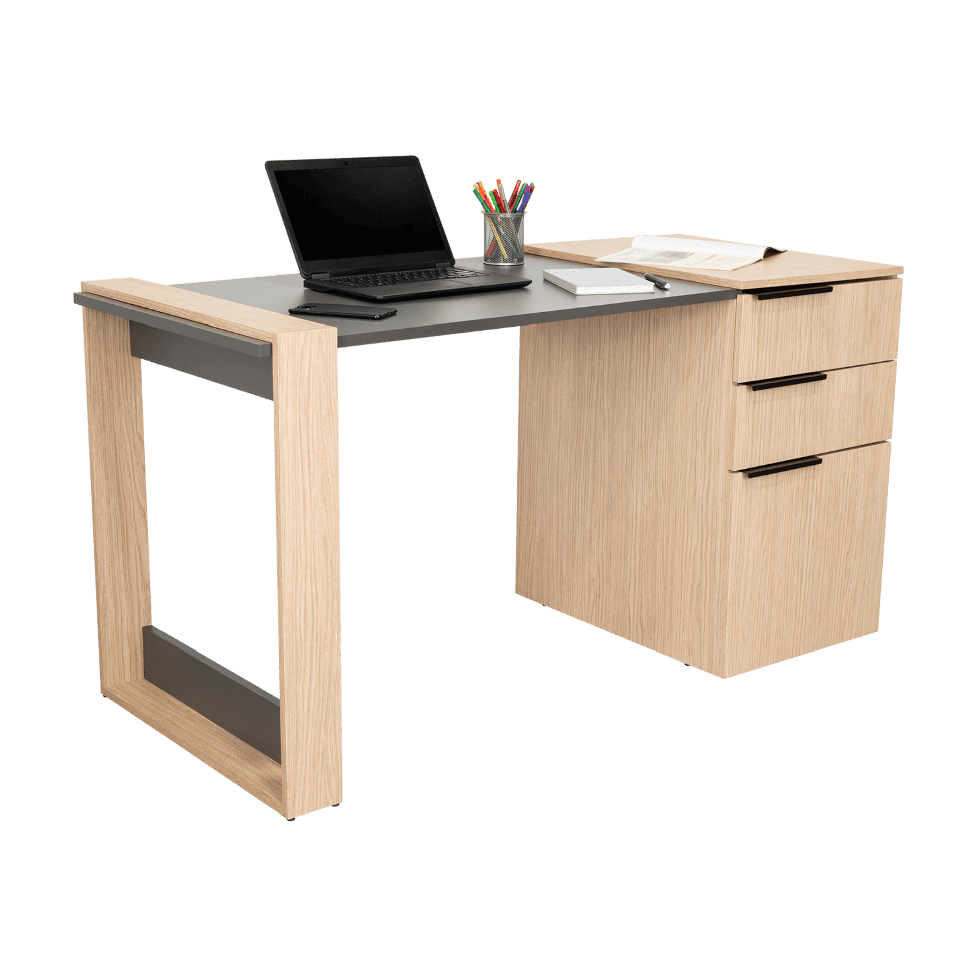 Escritorio Office 13 75X142X64 Rta Cartagena Plomo
