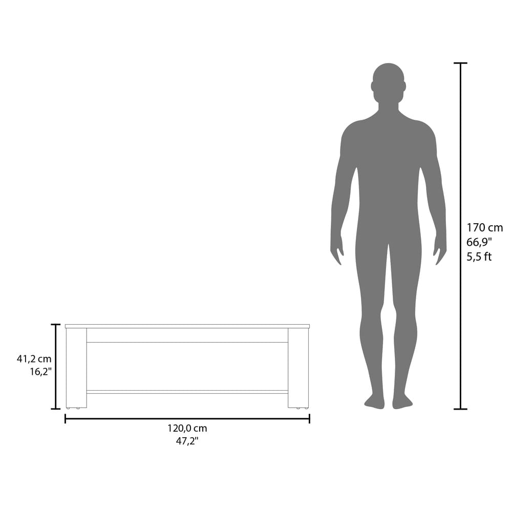 Mesa De Centro Cecil 41X120X60 Rta Blanco Fresno Zf