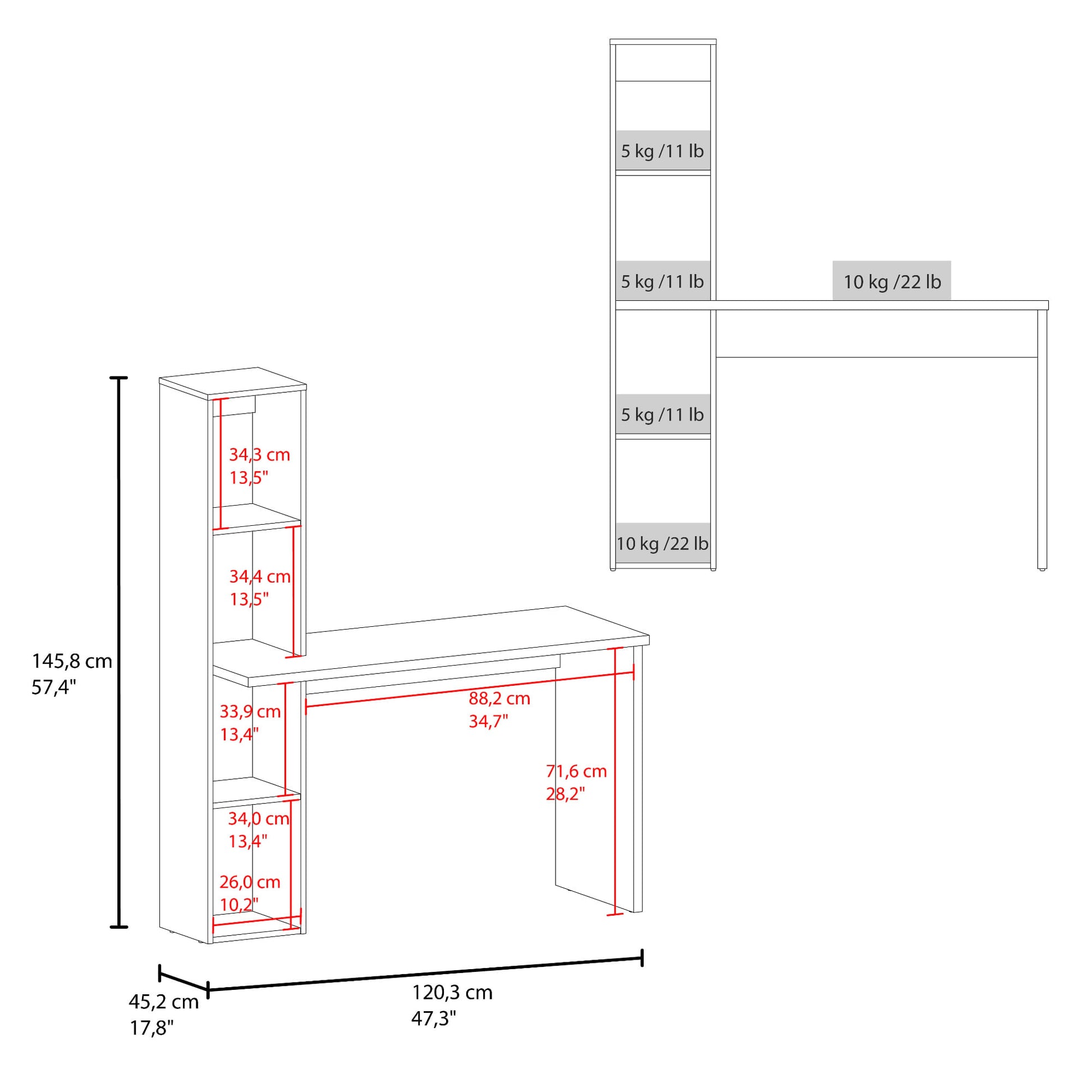 Escritorio Biblioteca Aston 145X120X45 Rta Wengue Zf