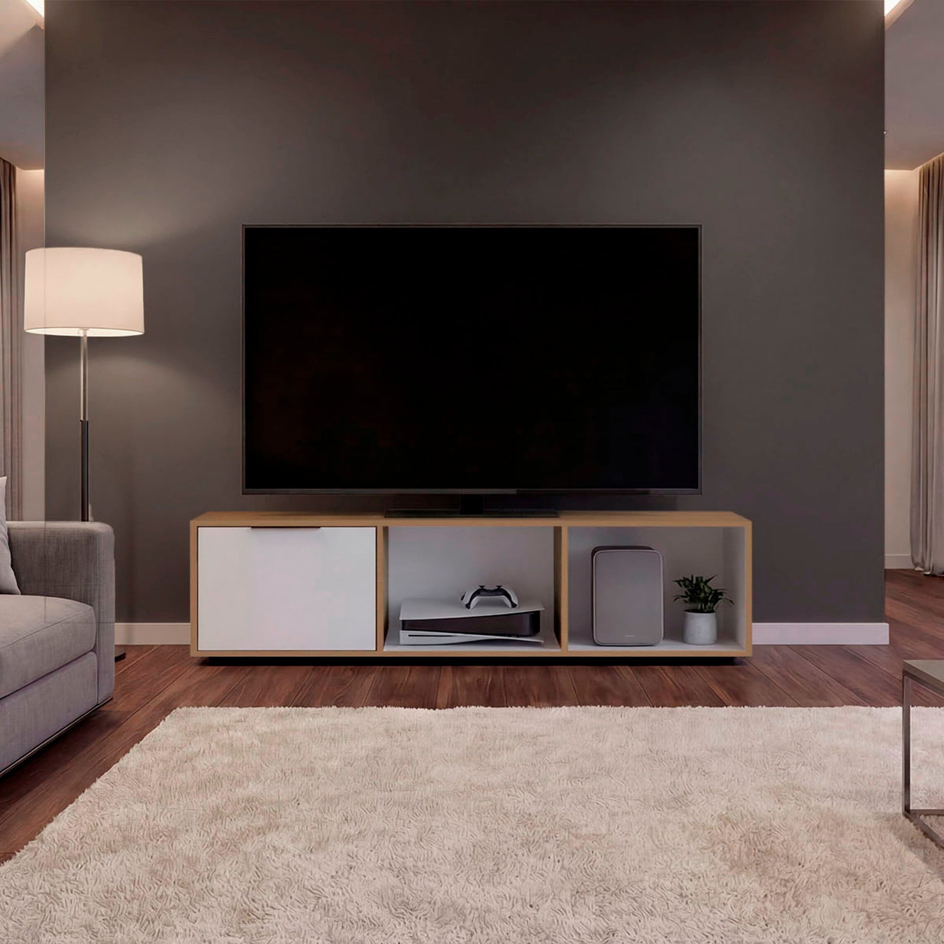 Rack De Tv 65" Dorne 41X162X35 Rta Fresno Eu Blanco