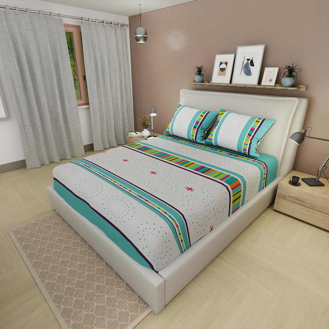 Sabana Ajustable Multicolor En Blanco Y Azul