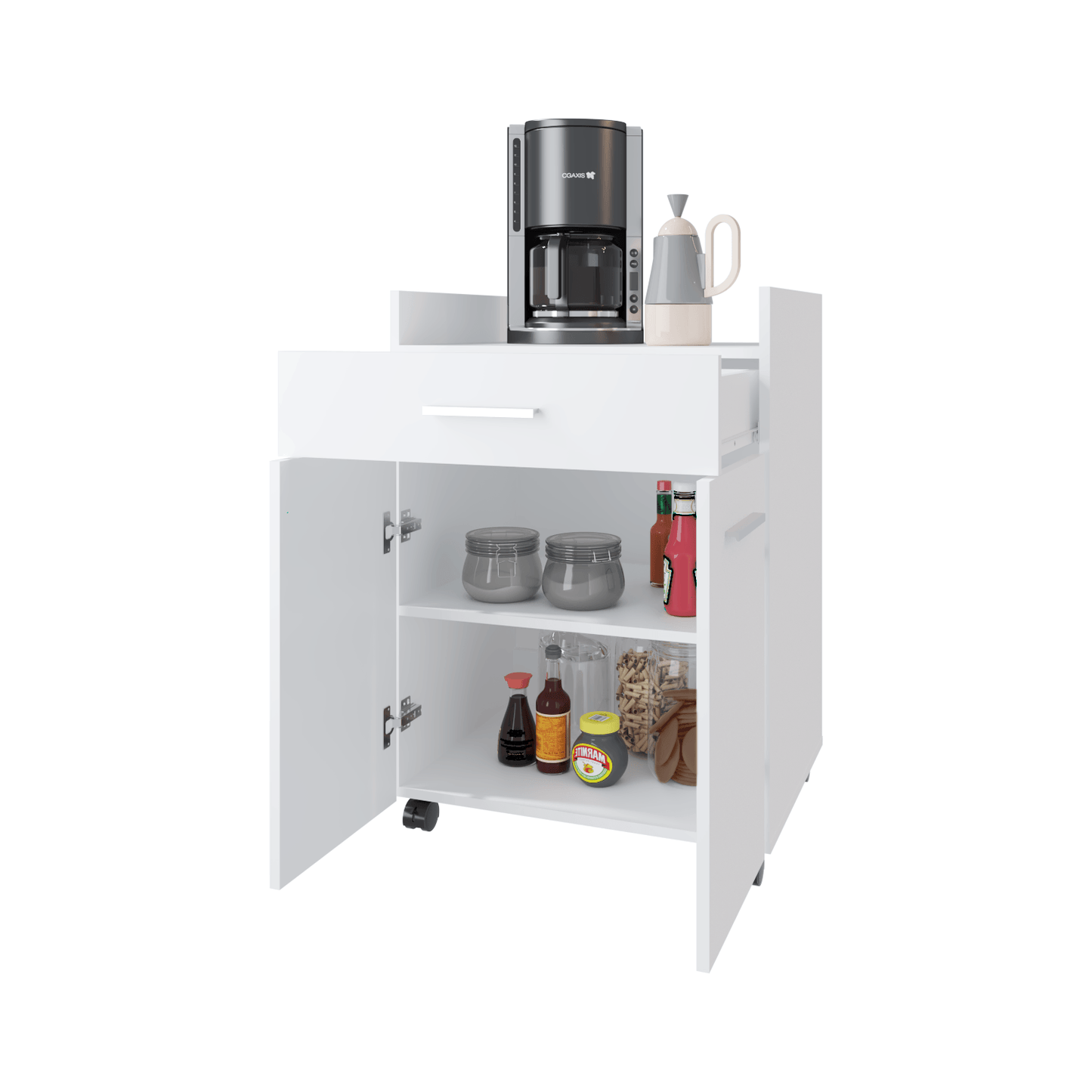 Auxiliar De Cocina Movil Glover 83X60X47 Rta Blanco Zf