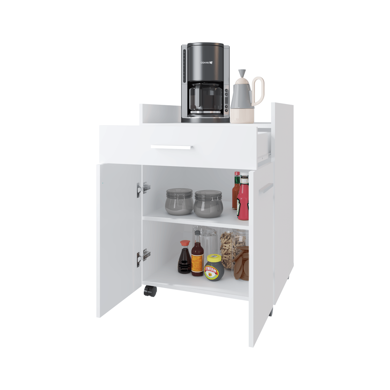 Auxiliar De Cocina Movil Glover 83X60X47 Rta Blanco Zf