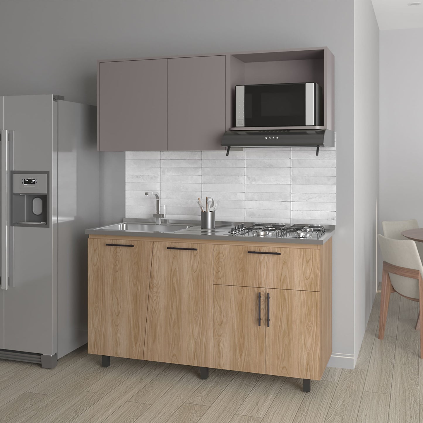Cocina 150 Emilia 60X150X35 Rta Fresno Eu Taupe