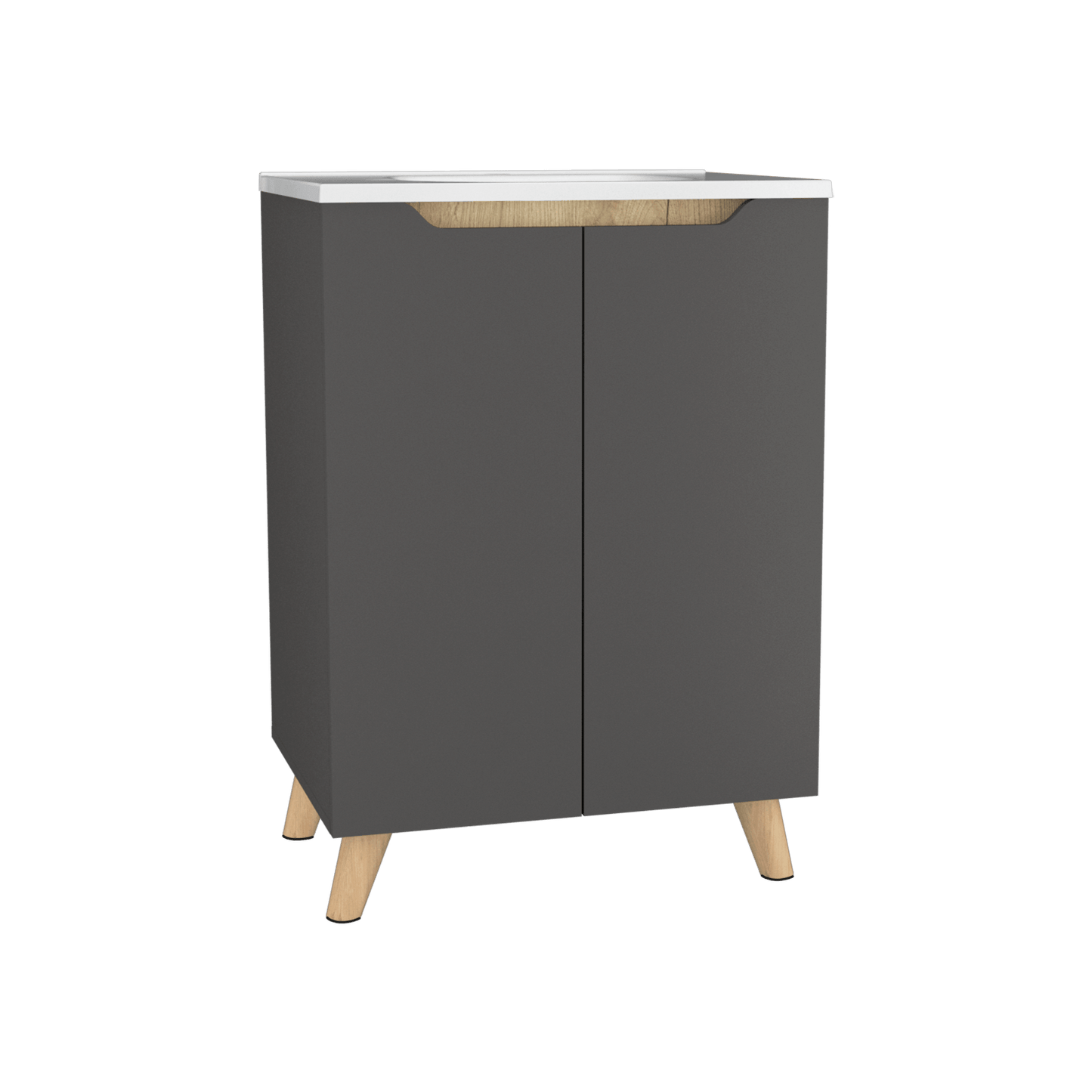 Mueble De Baño A Piso Lavamanos Laurent Rta Plomo Duna