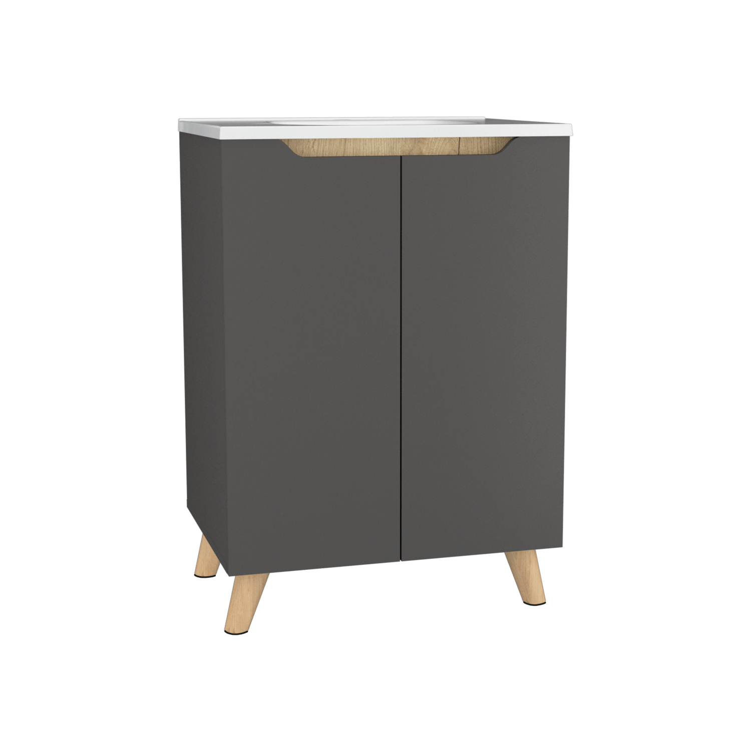 Mueble De Baño A Piso Lavamanos Laurent Rta Plomo Duna
