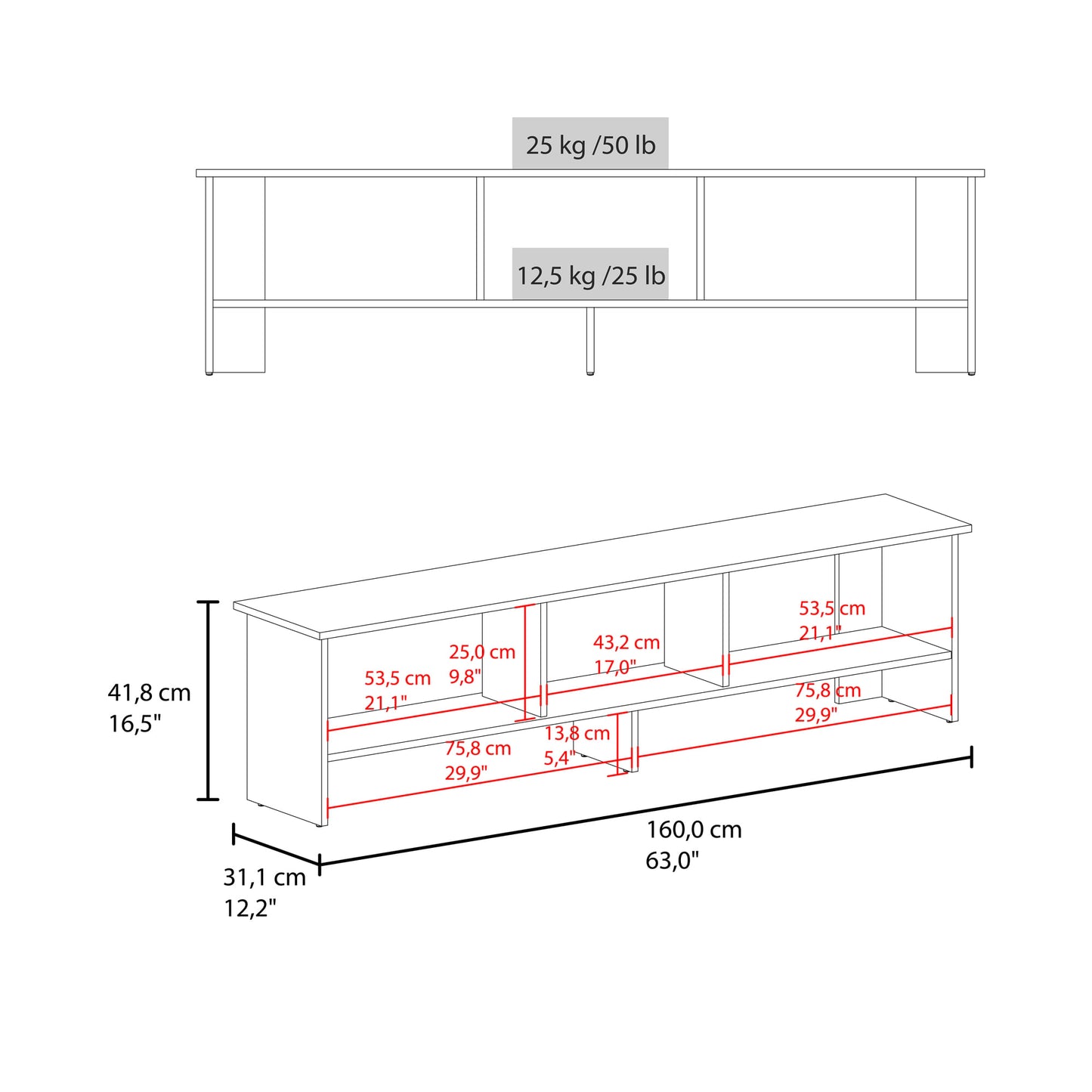 Rack De Tv 65" Belga 41X160X31 Rta Blanco Fresno Zf