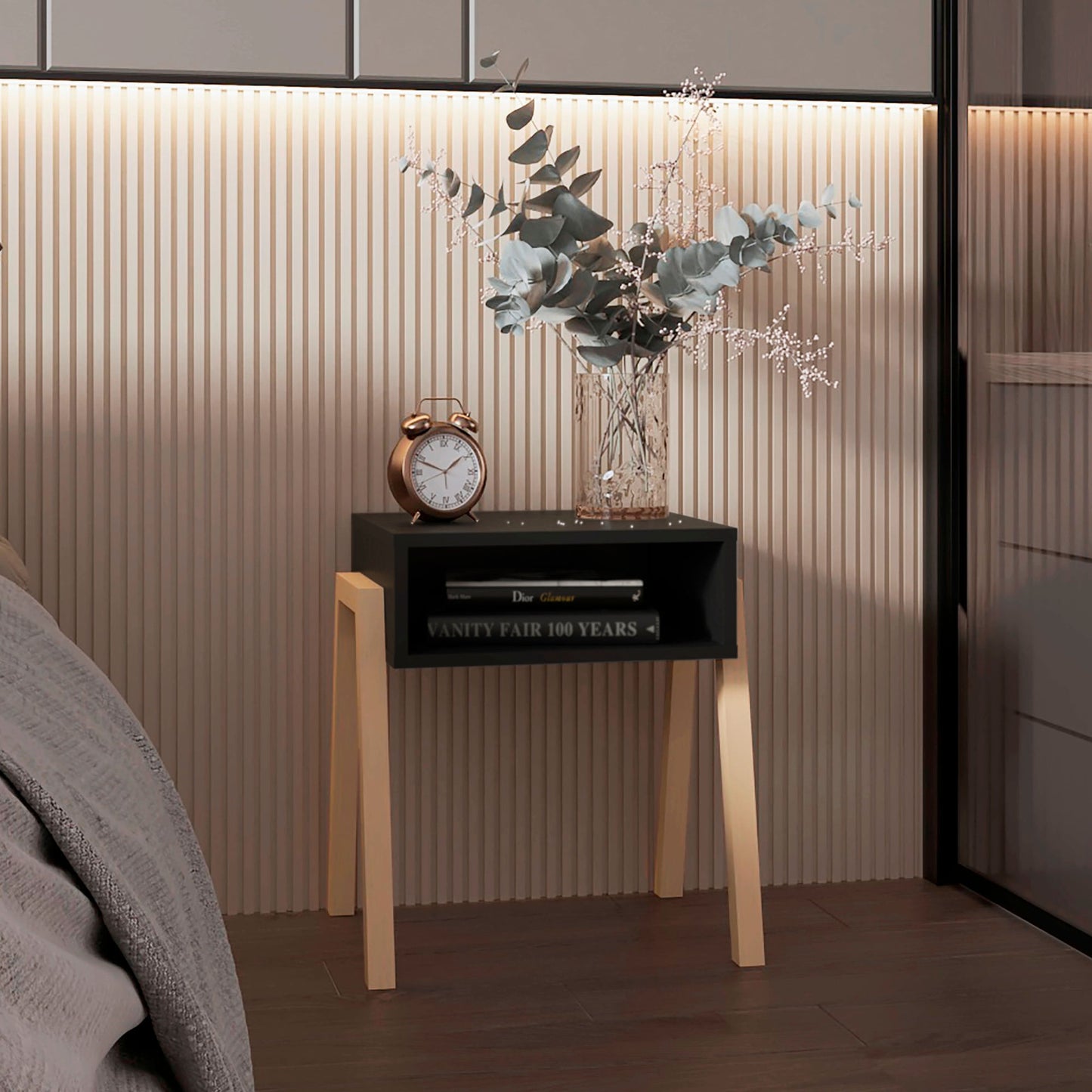 Mesa De Noche Pinetti 51X46X39 Rta Wengue