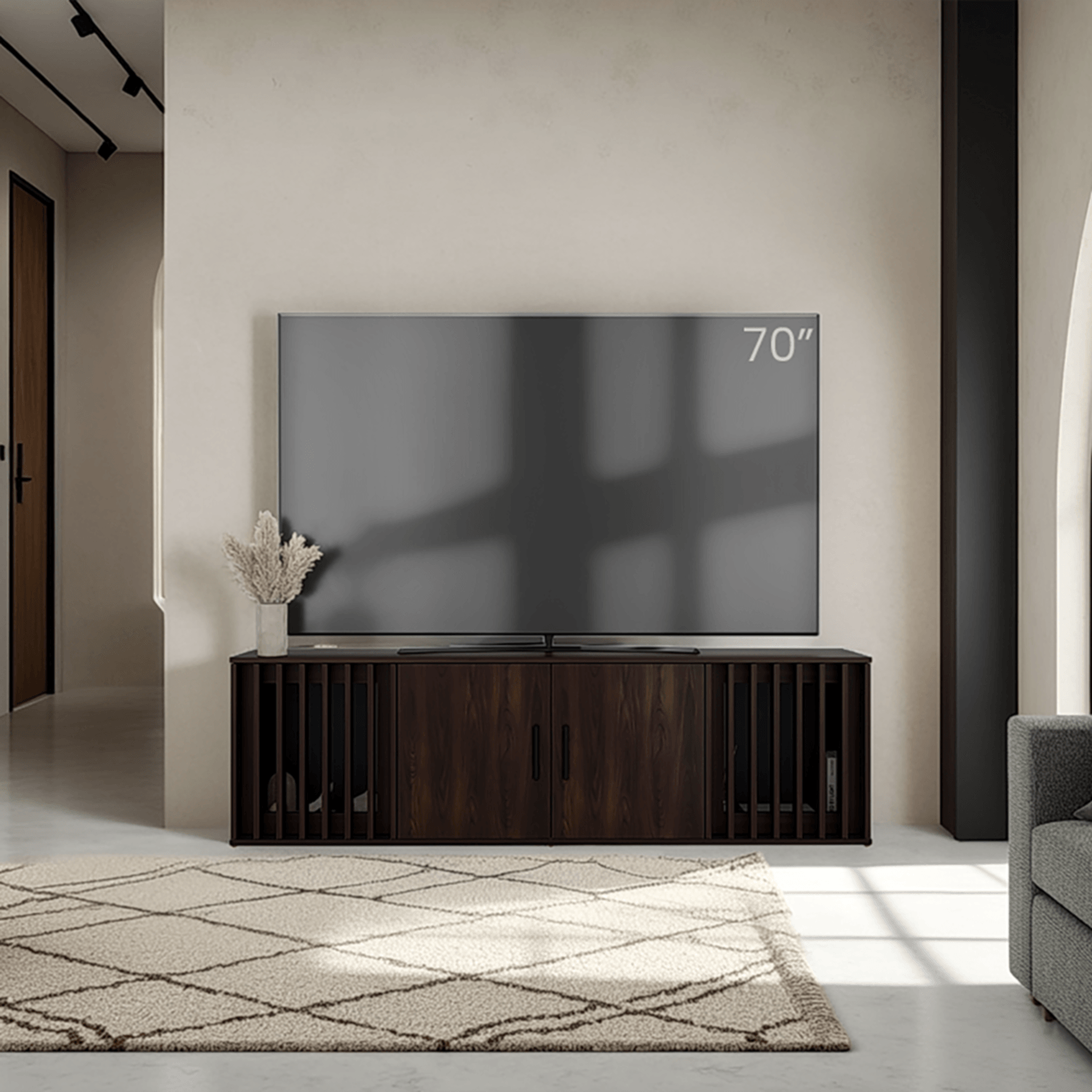 Mueble Tv Brown 75" 54X180X36 Rta Nogal Wengue Zf