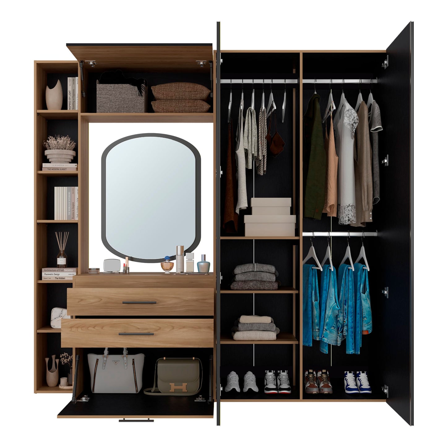 Closet Biblioteca Brunson 200X207X48 Rta Fresno Wengue